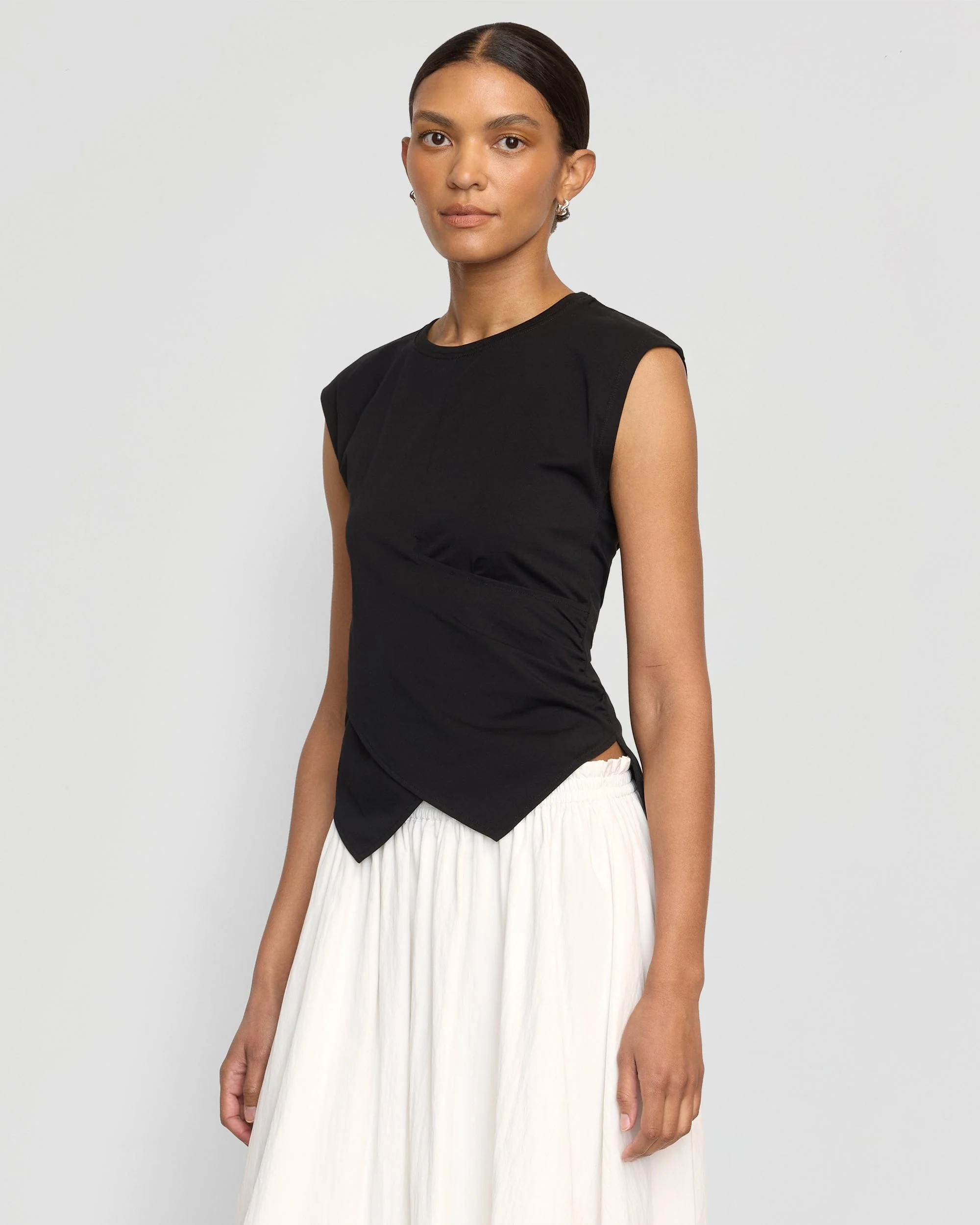 Janelle Front-Wrap Jersey Tee