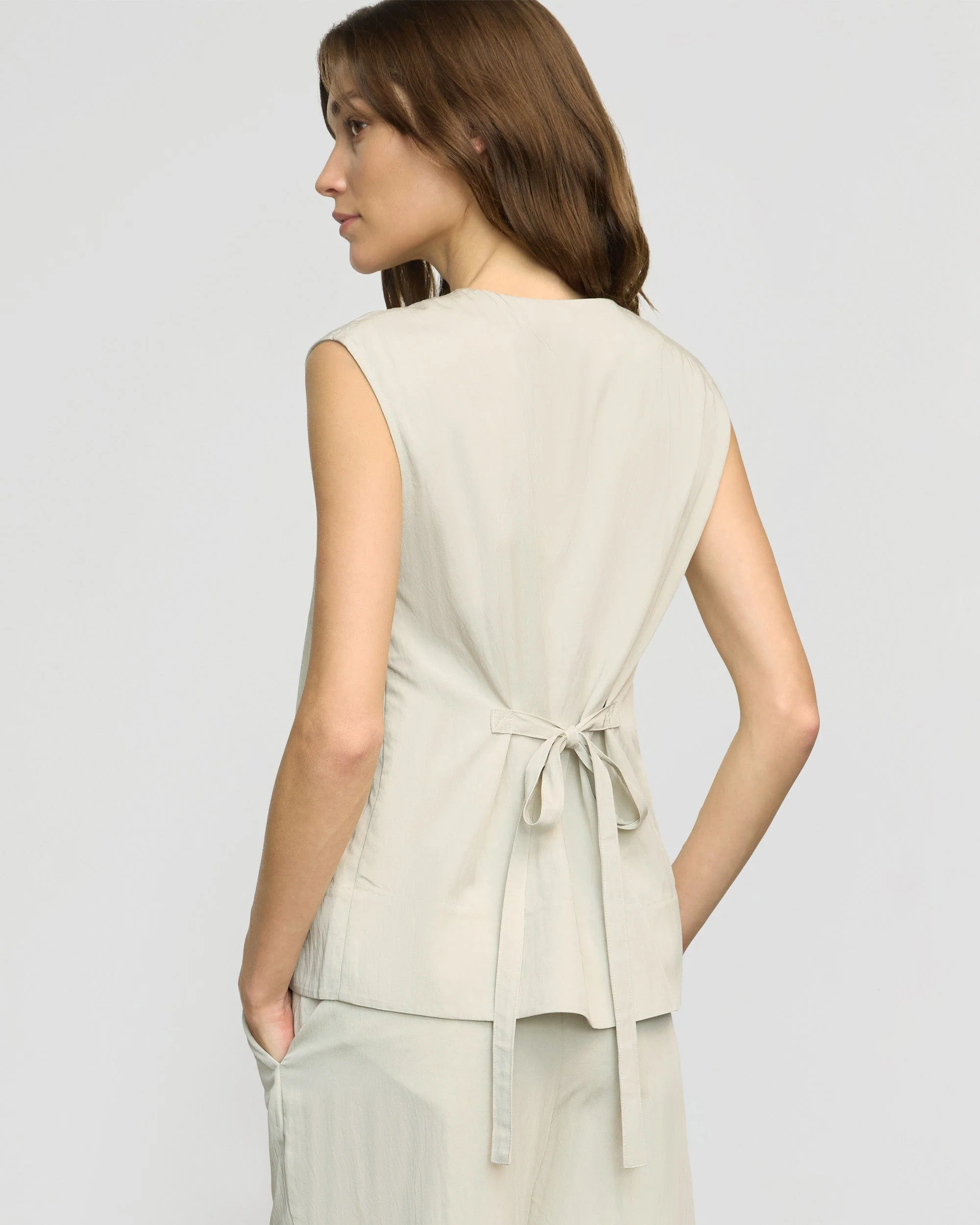 Zhou Tie-Back Button Vest