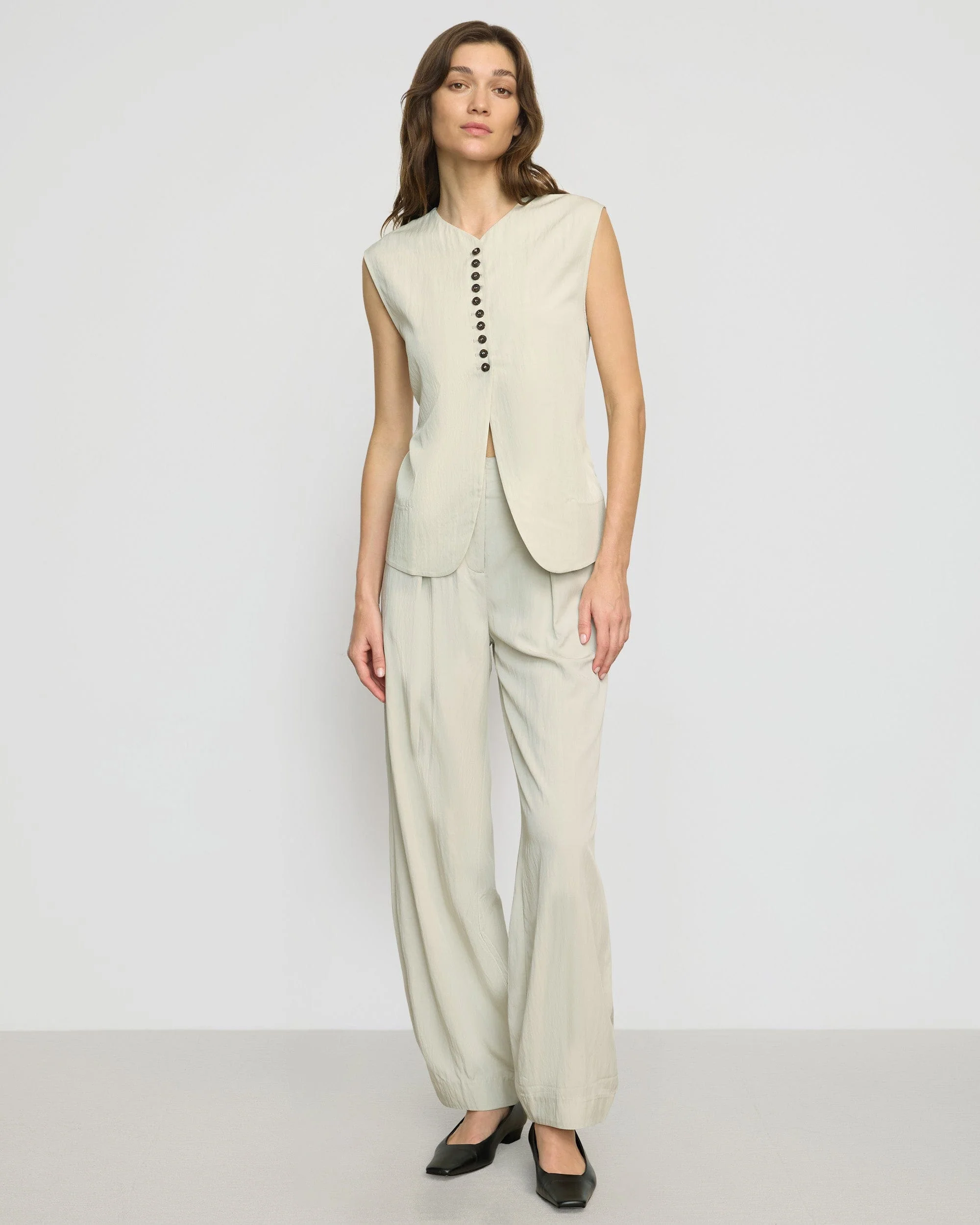 Zhou Tie-Back Button Vest