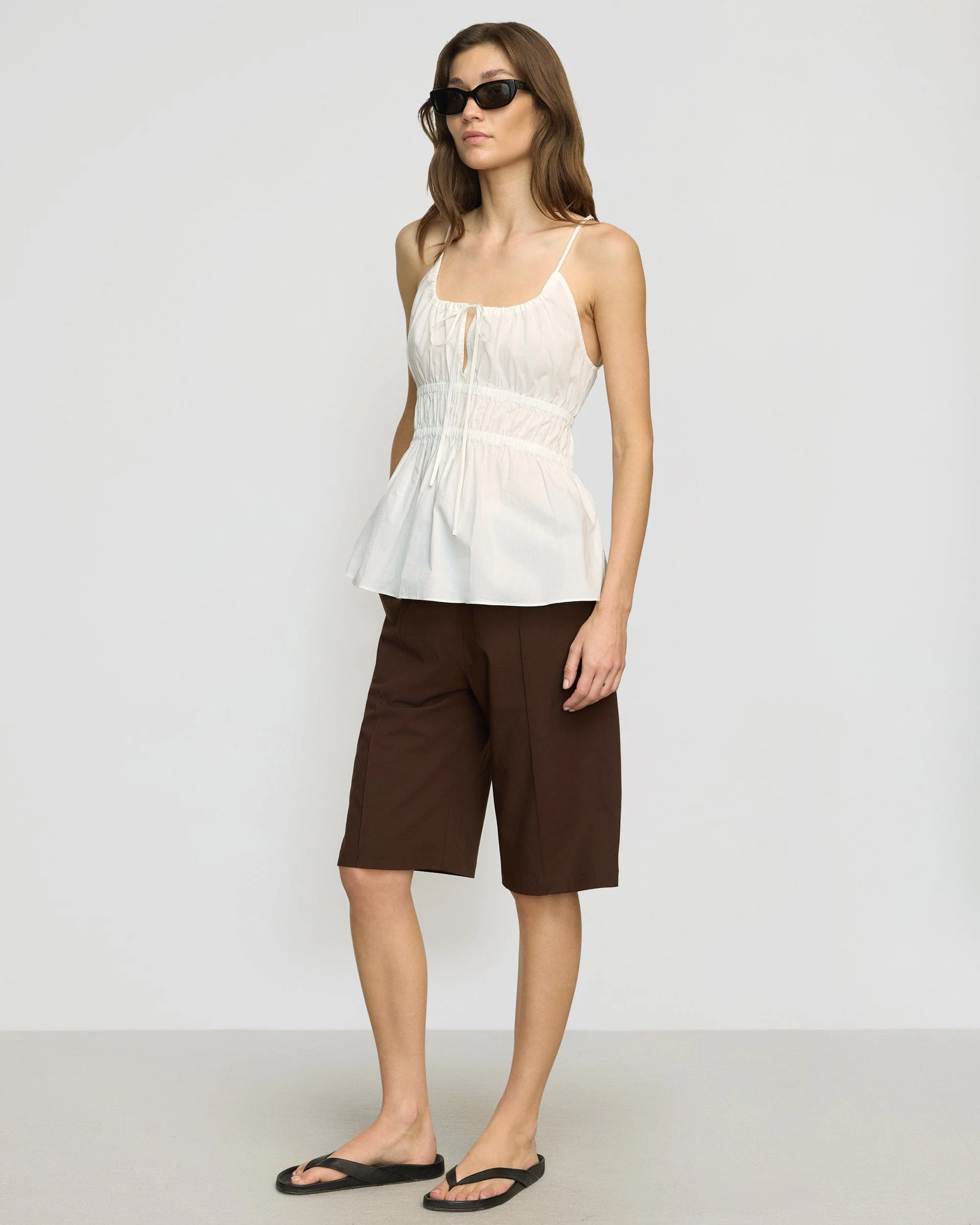 Jamila Organic Cotton Semi-Sheer Ruched Cami