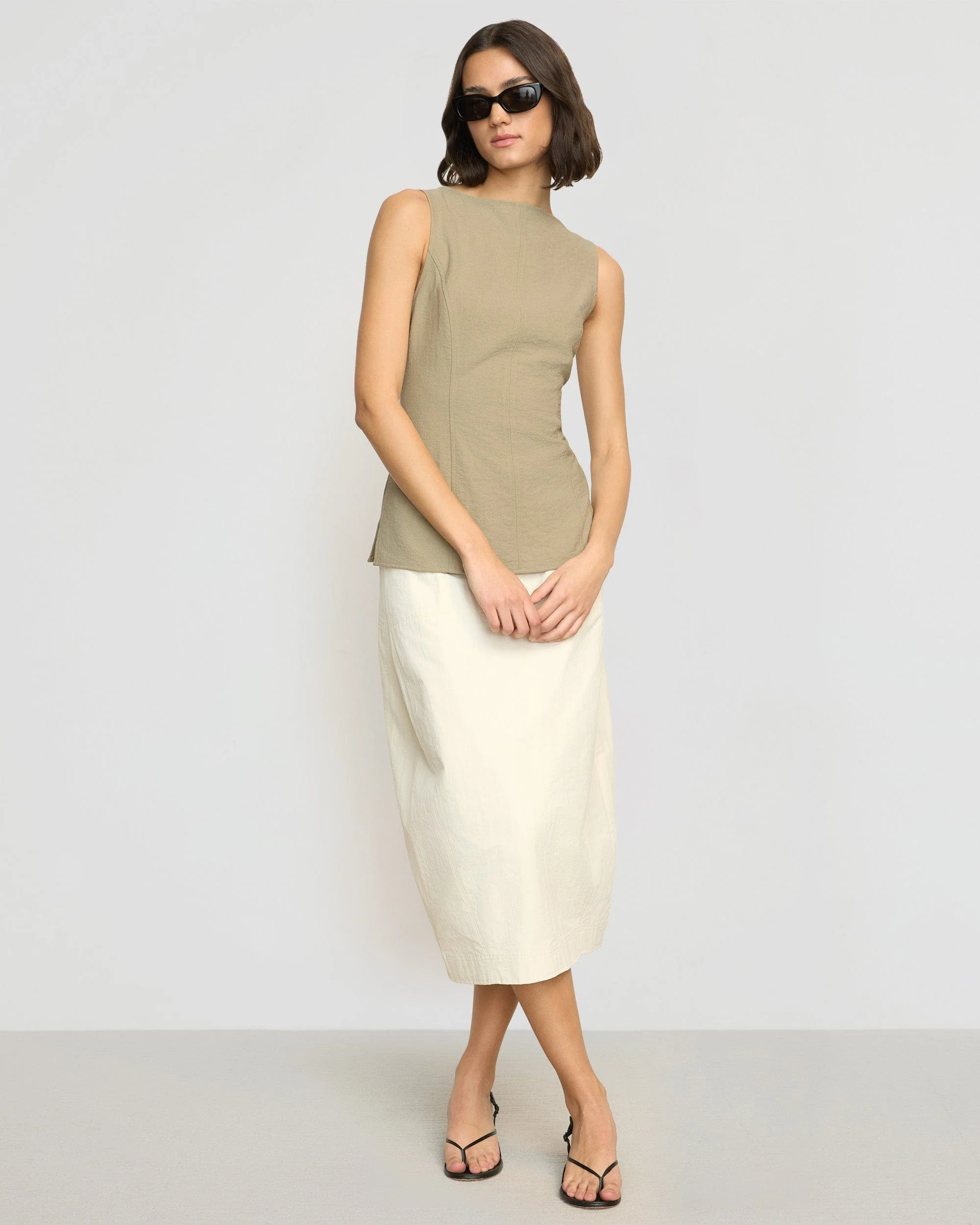 Jeannie Split-Hem Sleeveless Blouse