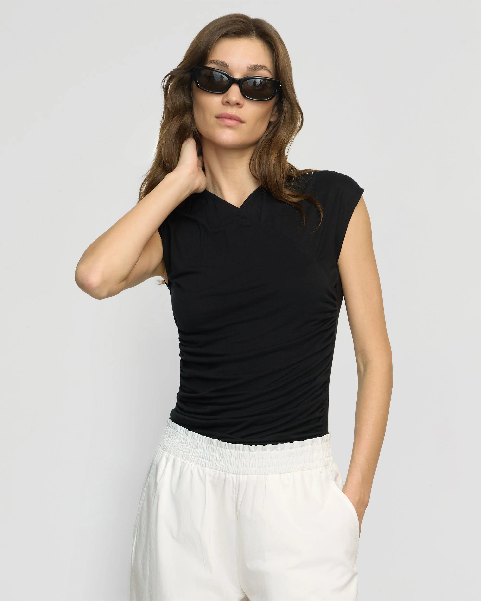 Lila Tencel Wrap-Neck Tee
