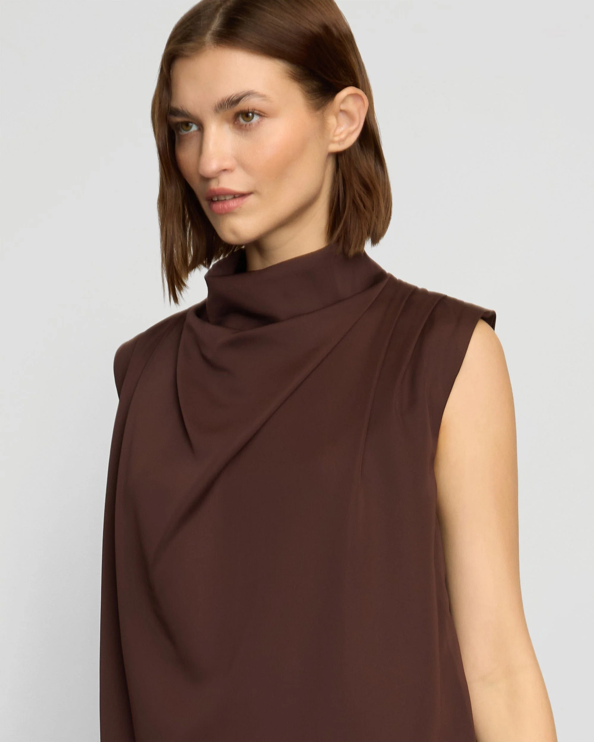 Allegra Gathered-Neck Sleeveless Blouse