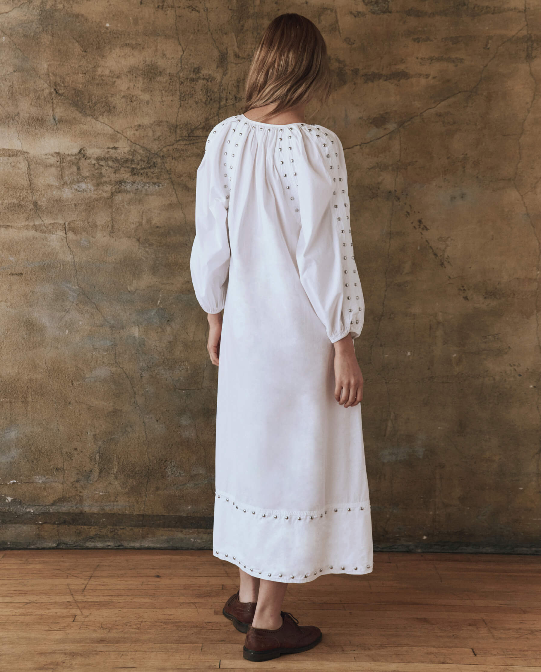 The Bodega Dress with Studs. -- White