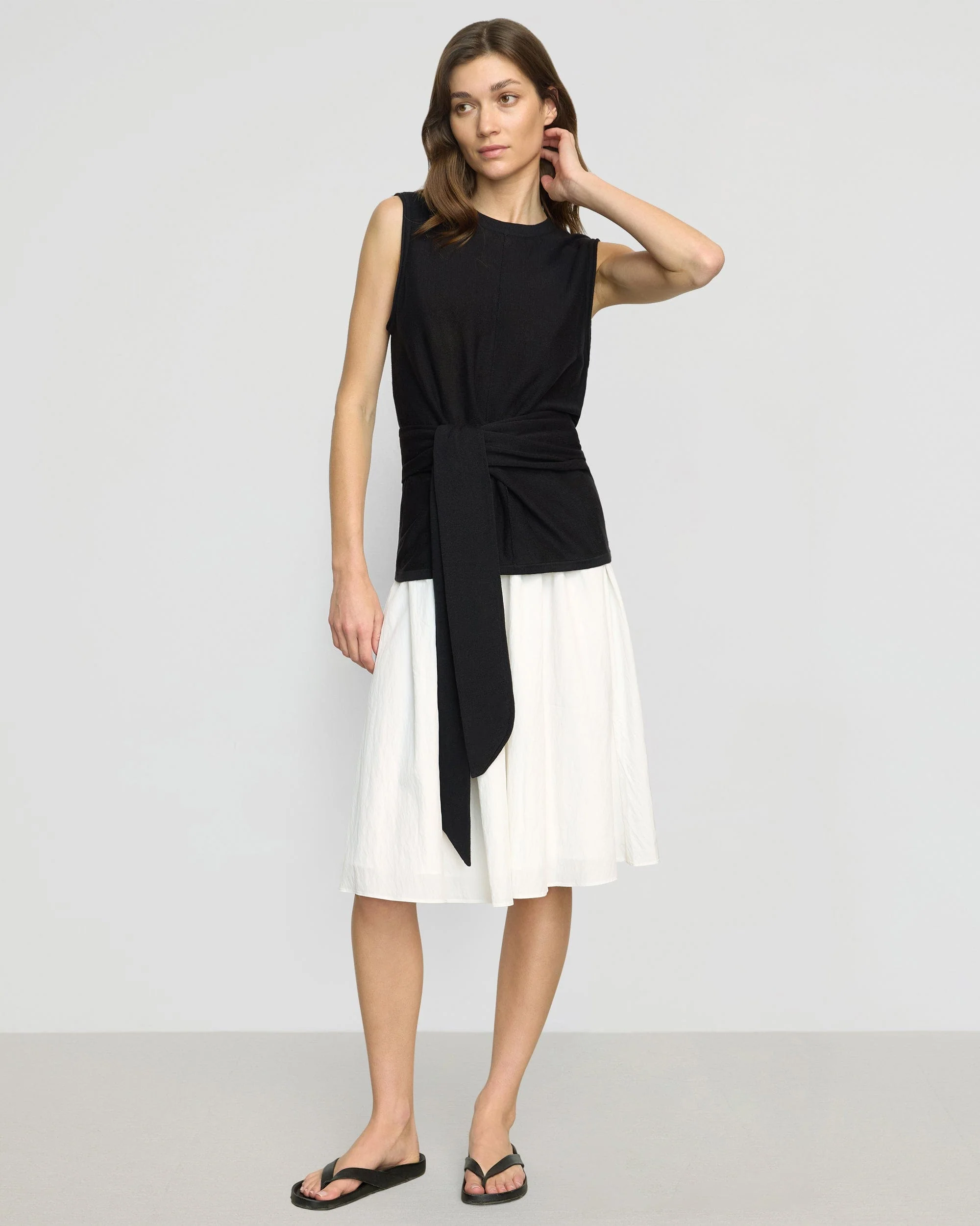 Rois Tie-Front Linen-Cotton Top