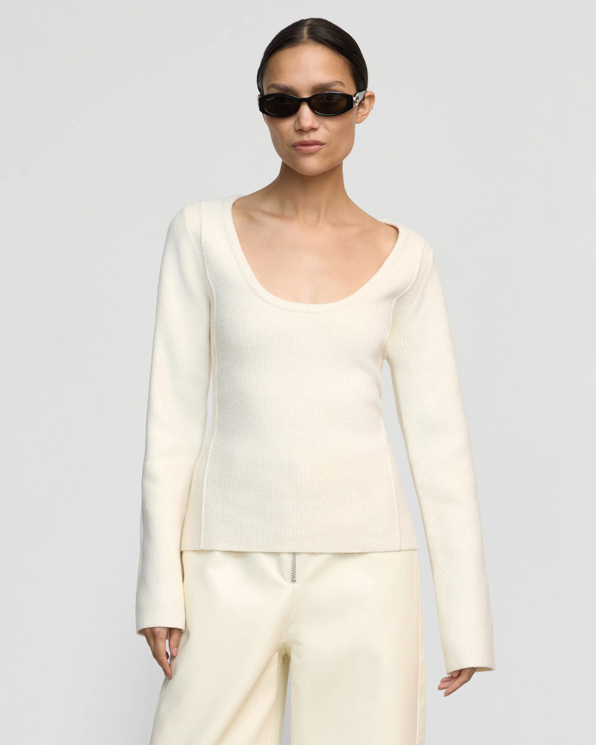 Camilla Seam-Detail Scoop-Neck Sweater