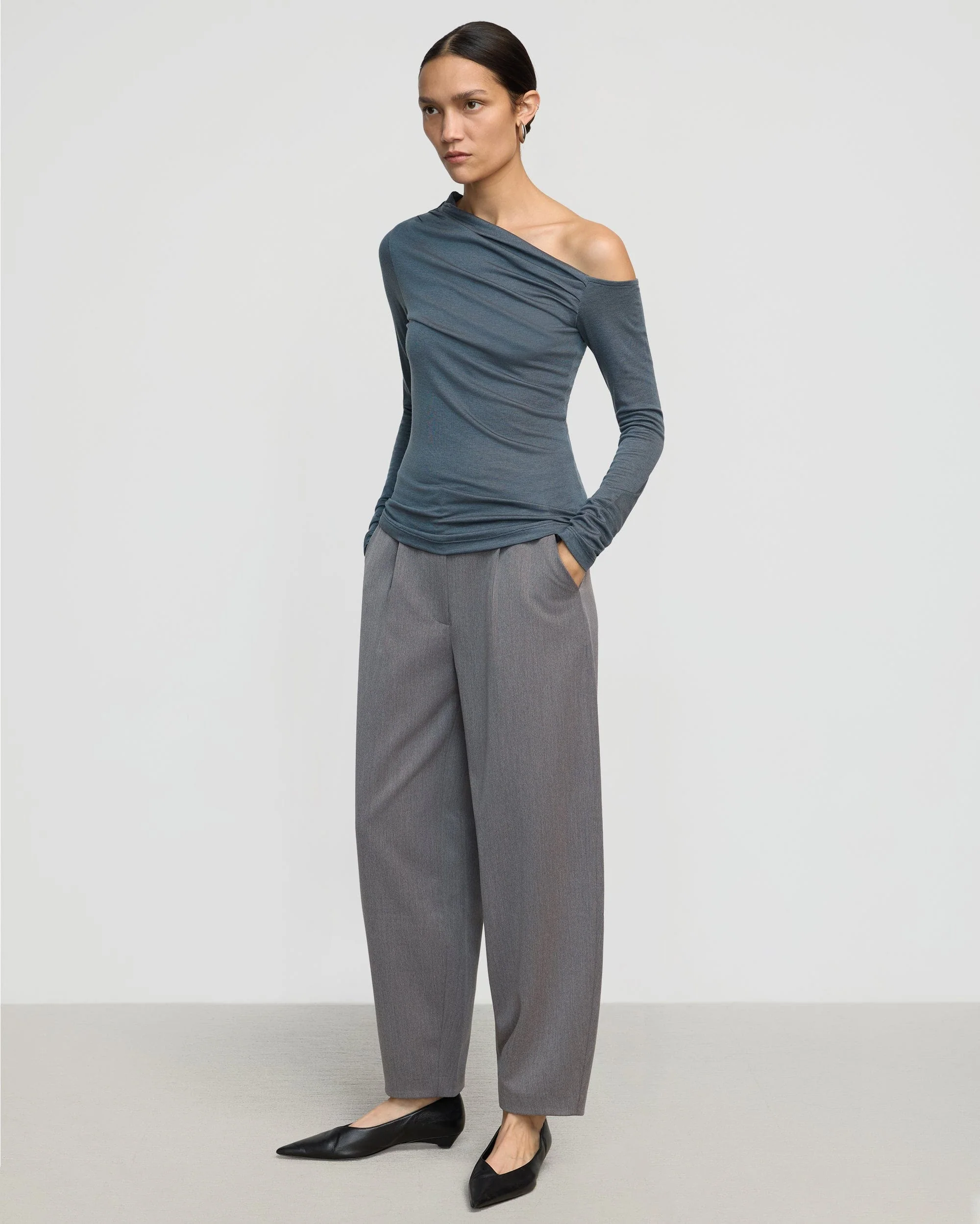 Ayra Tencel-Wool Off-Shoulder Tee