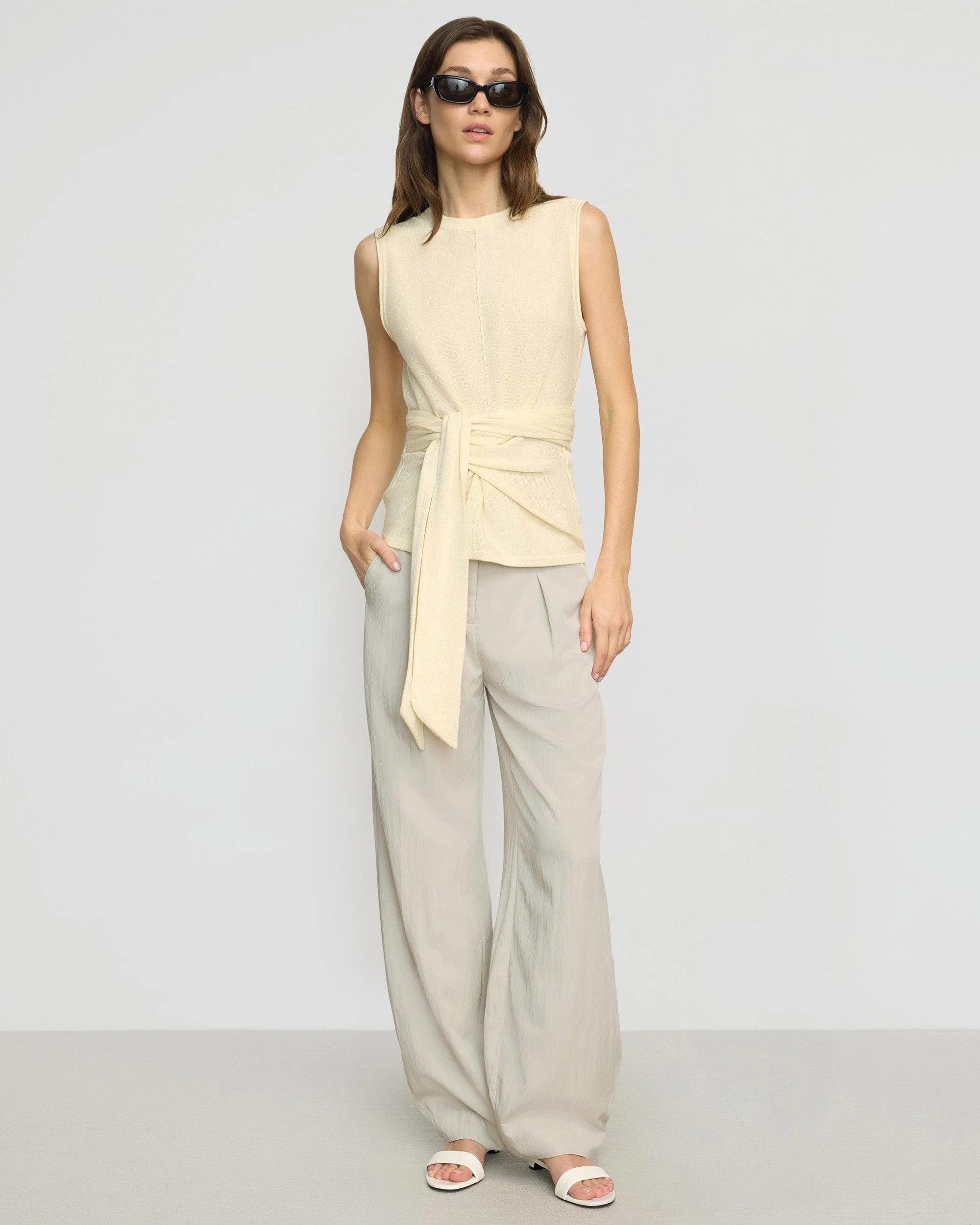 Rois Tie-Front Linen-Cotton Top