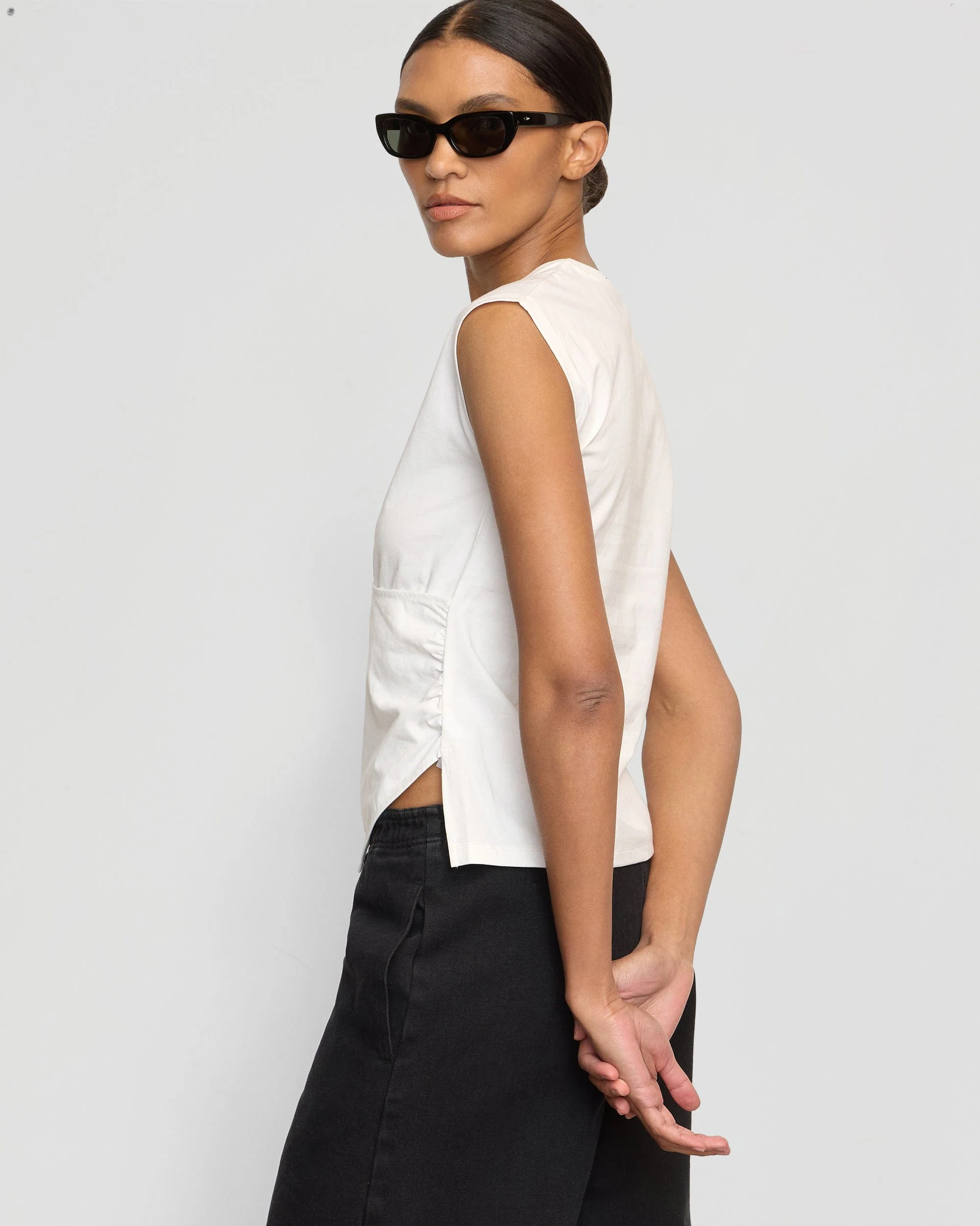 Janelle Front-Wrap Jersey Tee