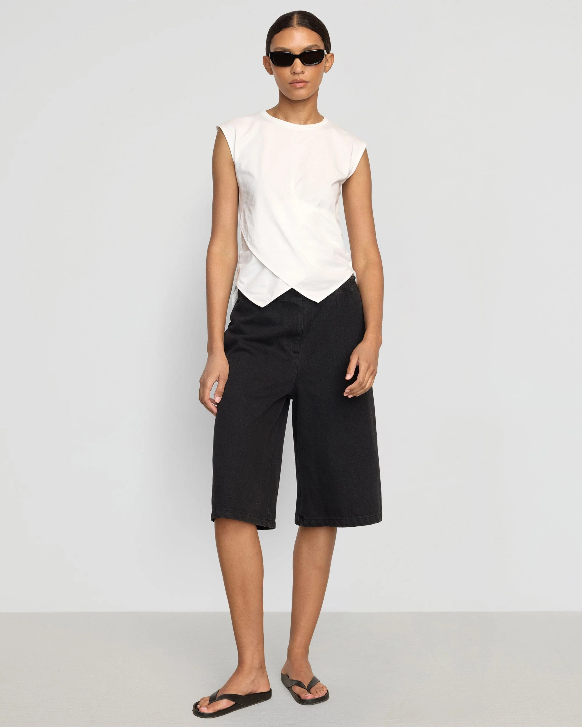 Janelle Front-Wrap Jersey Tee