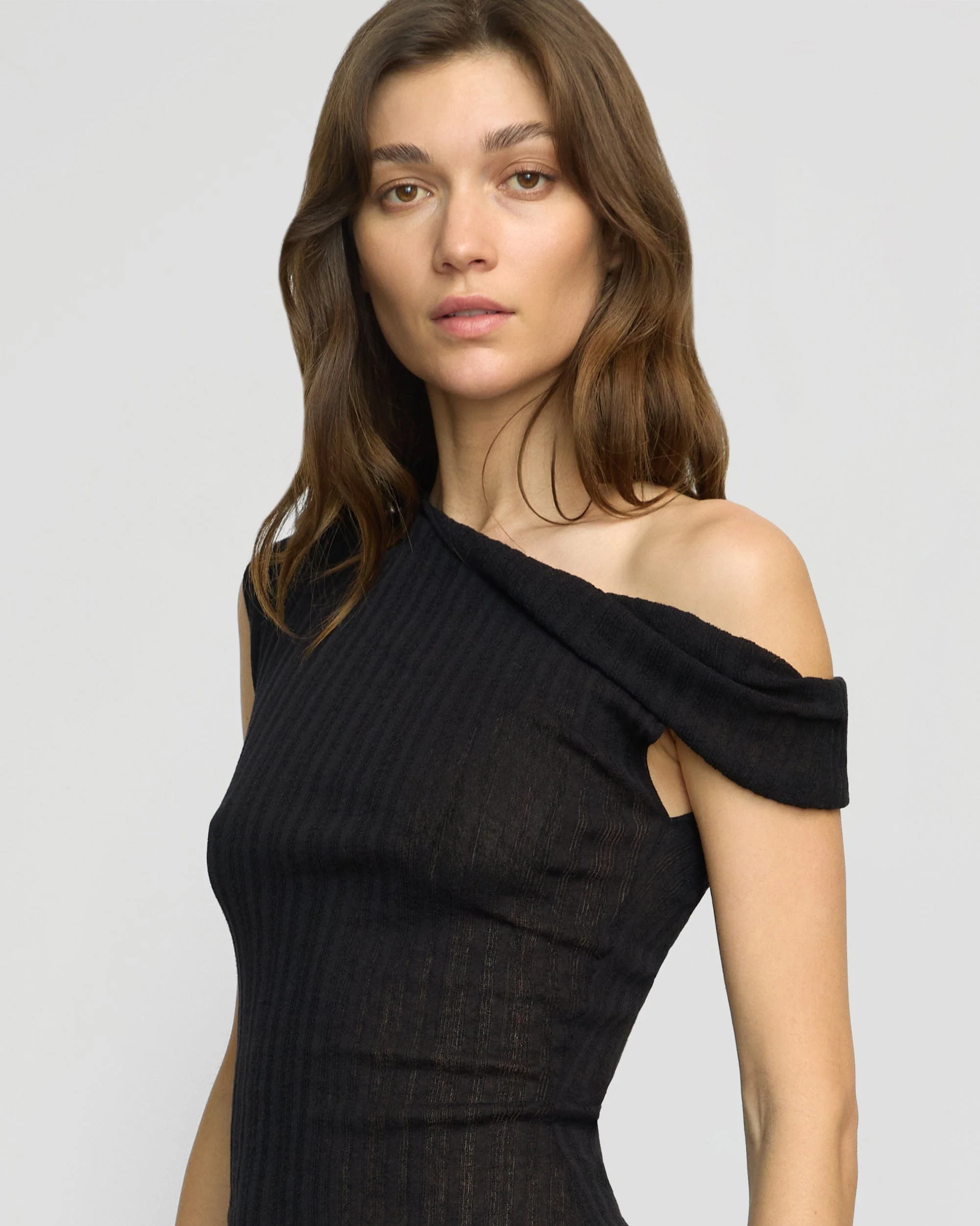 Saba Off-Shoulder Semi-Sheer Knit Top