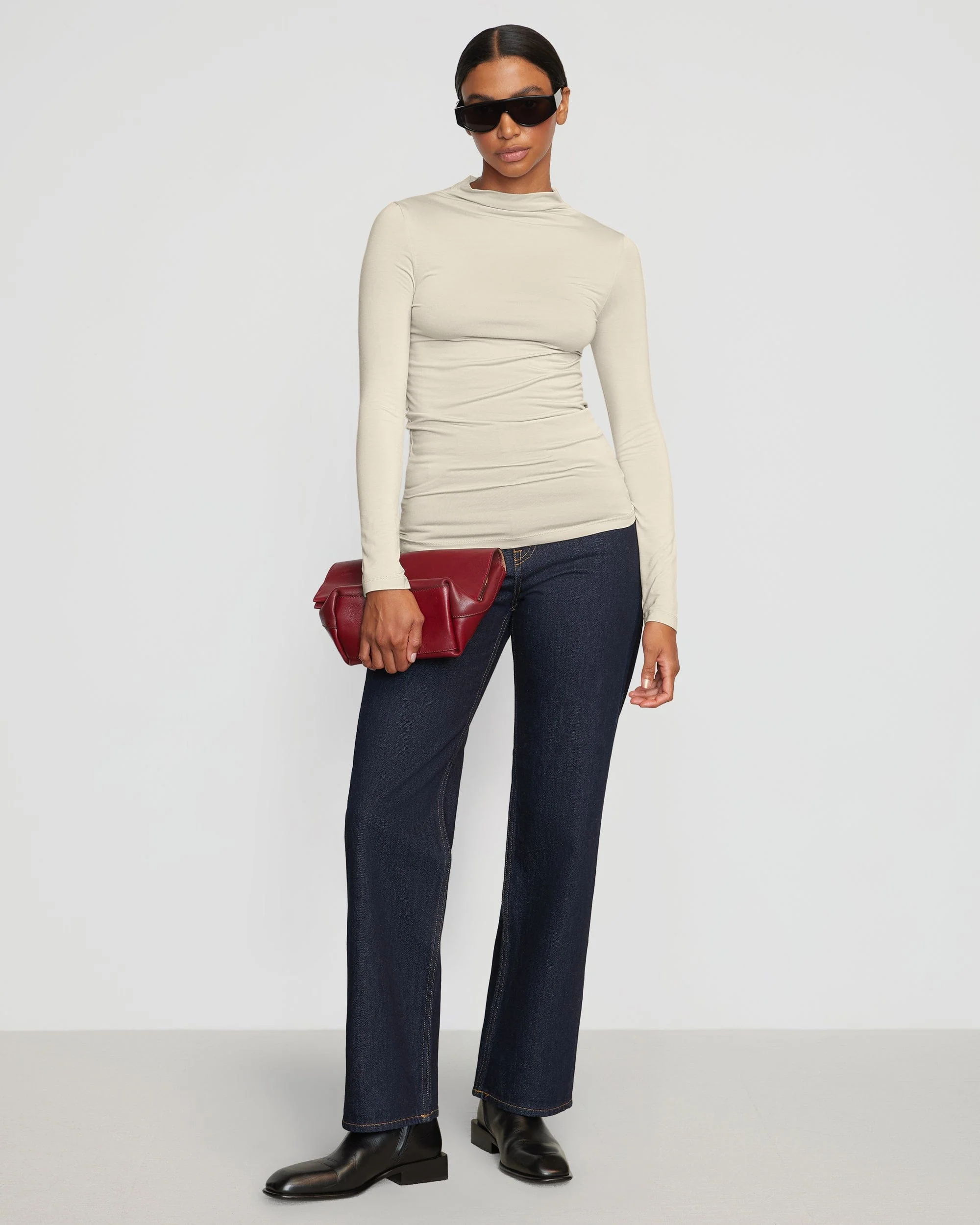 Ava Mock-Neck Long-Sleeve Tee