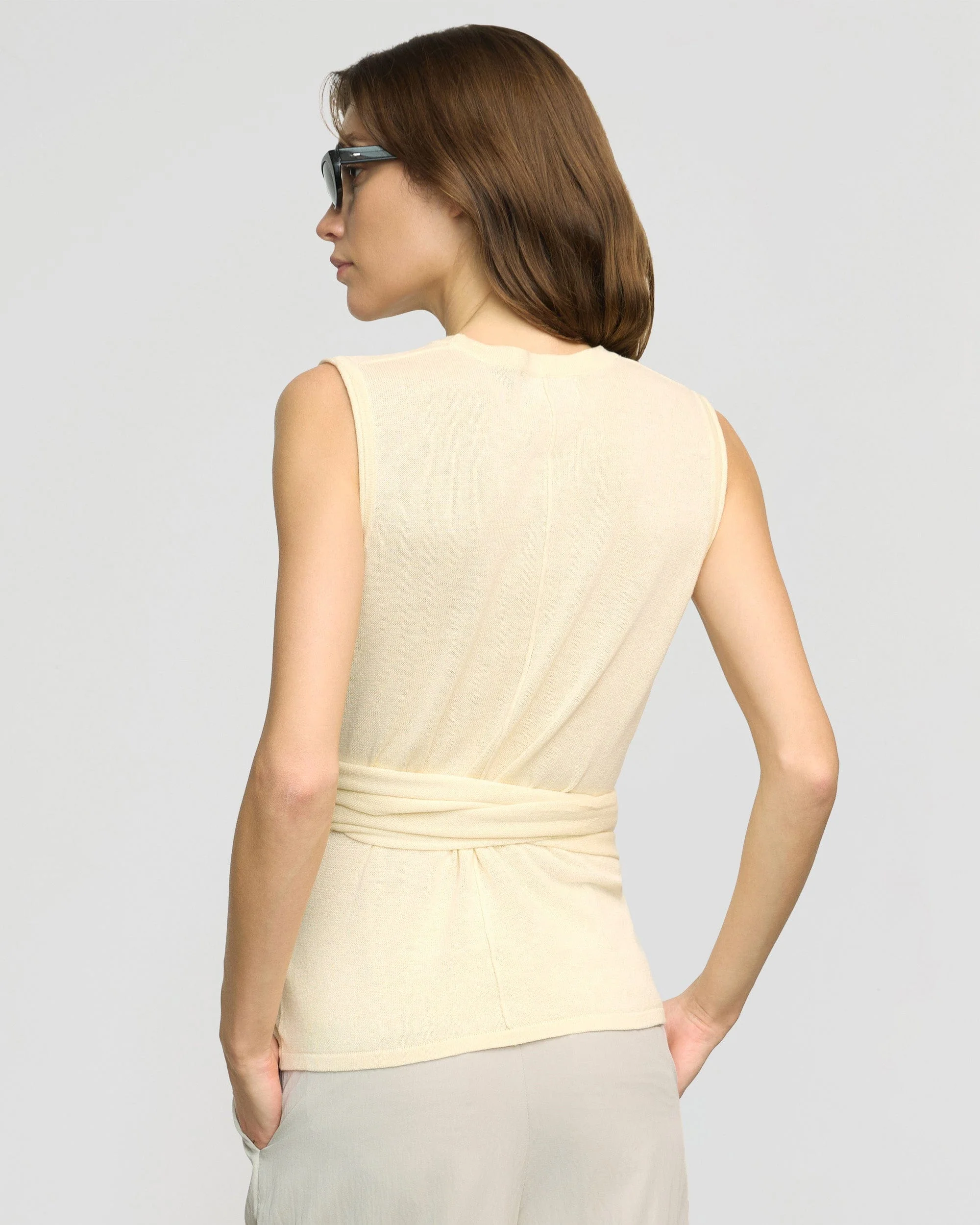 Rois Tie-Front Linen-Cotton Top