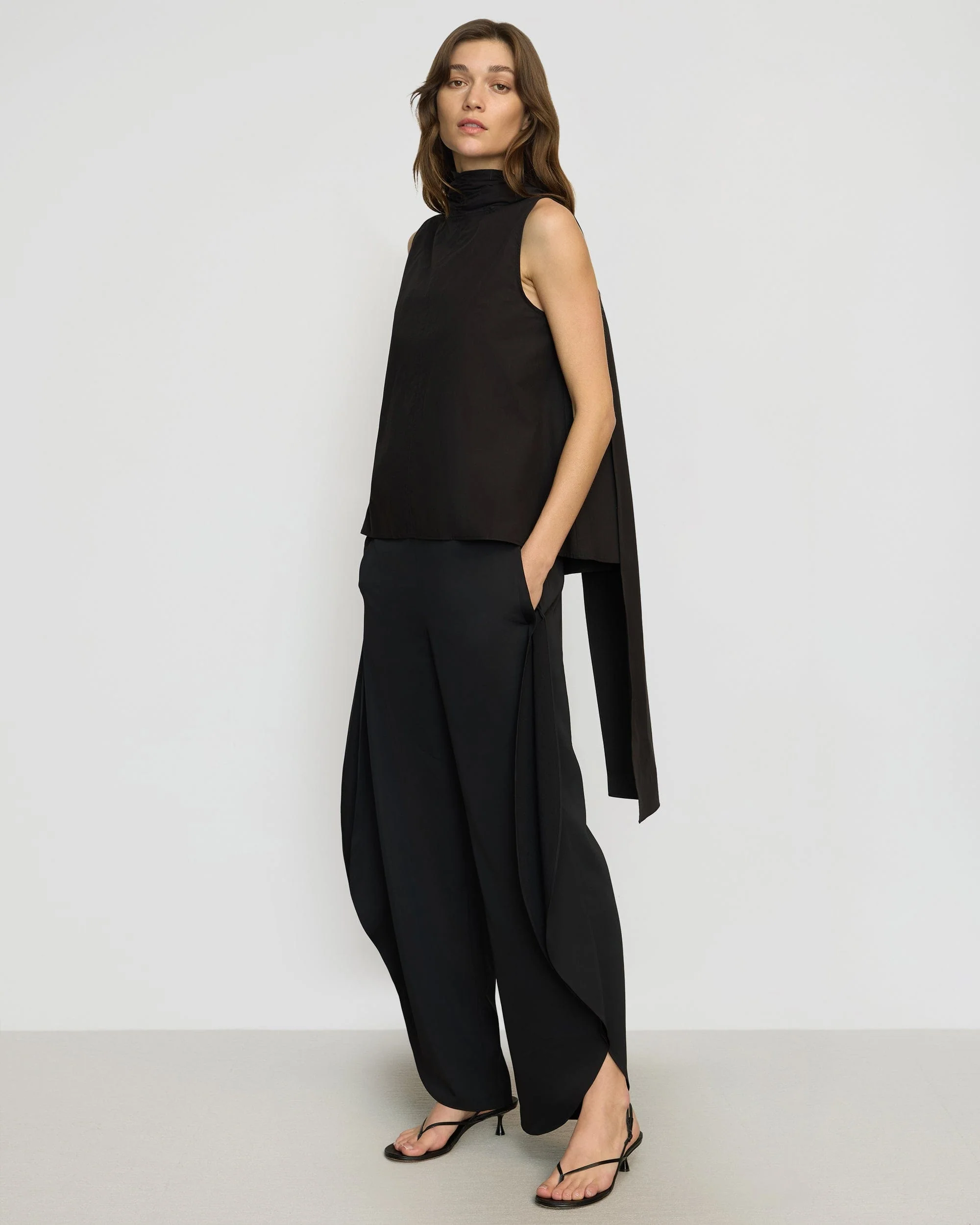 Dominika Drape Scarf-Neck Blouse