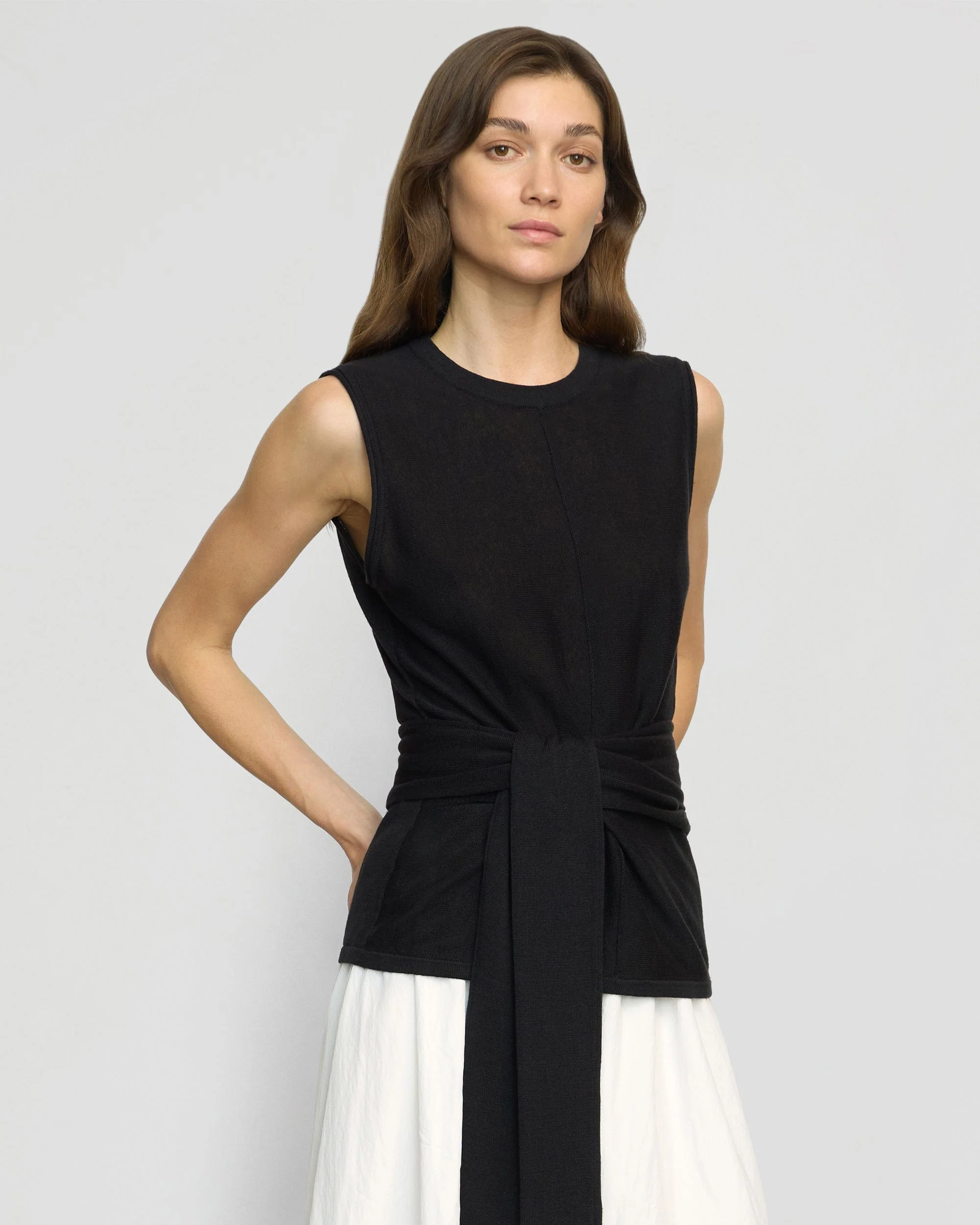 Rois Tie-Front Linen-Cotton Top