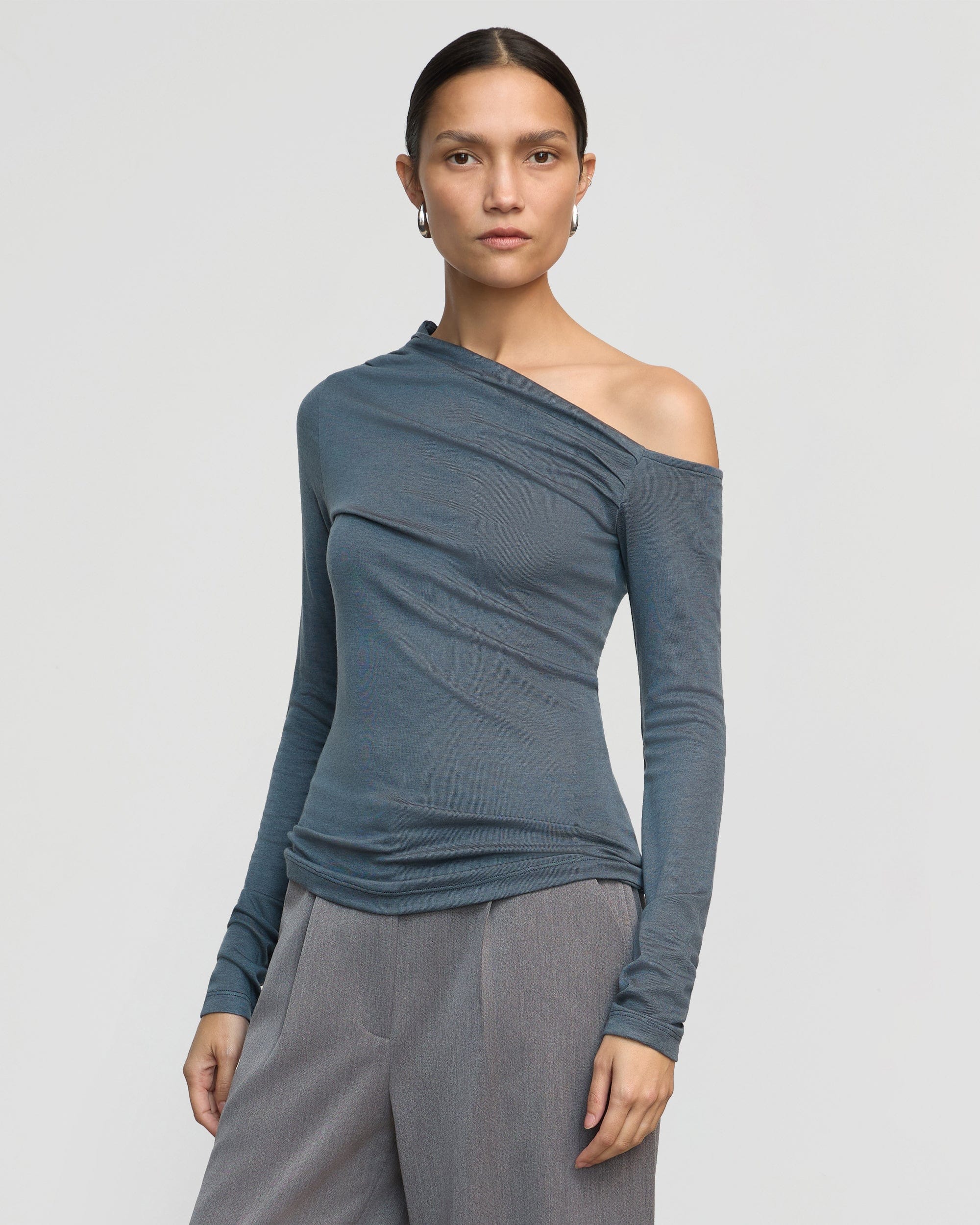 Ayra Tencel-Wool Off-Shoulder Tee