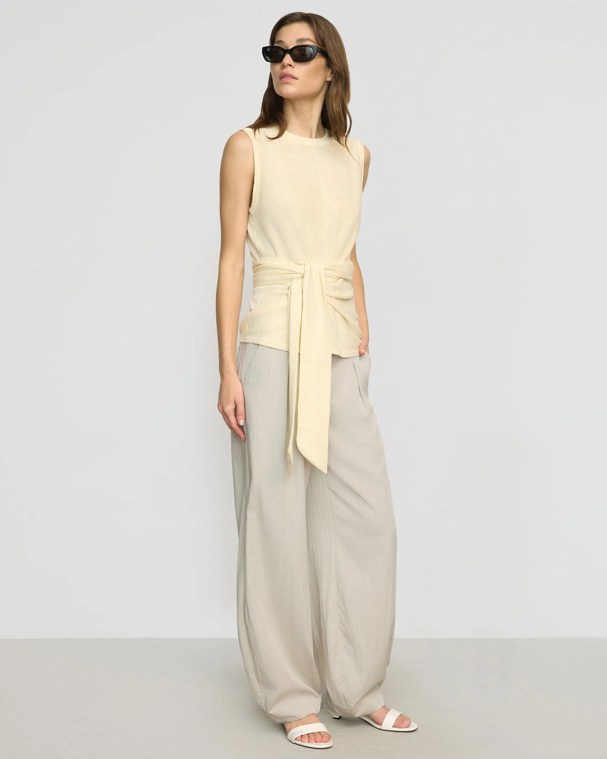 Rois Tie-Front Linen-Cotton Top