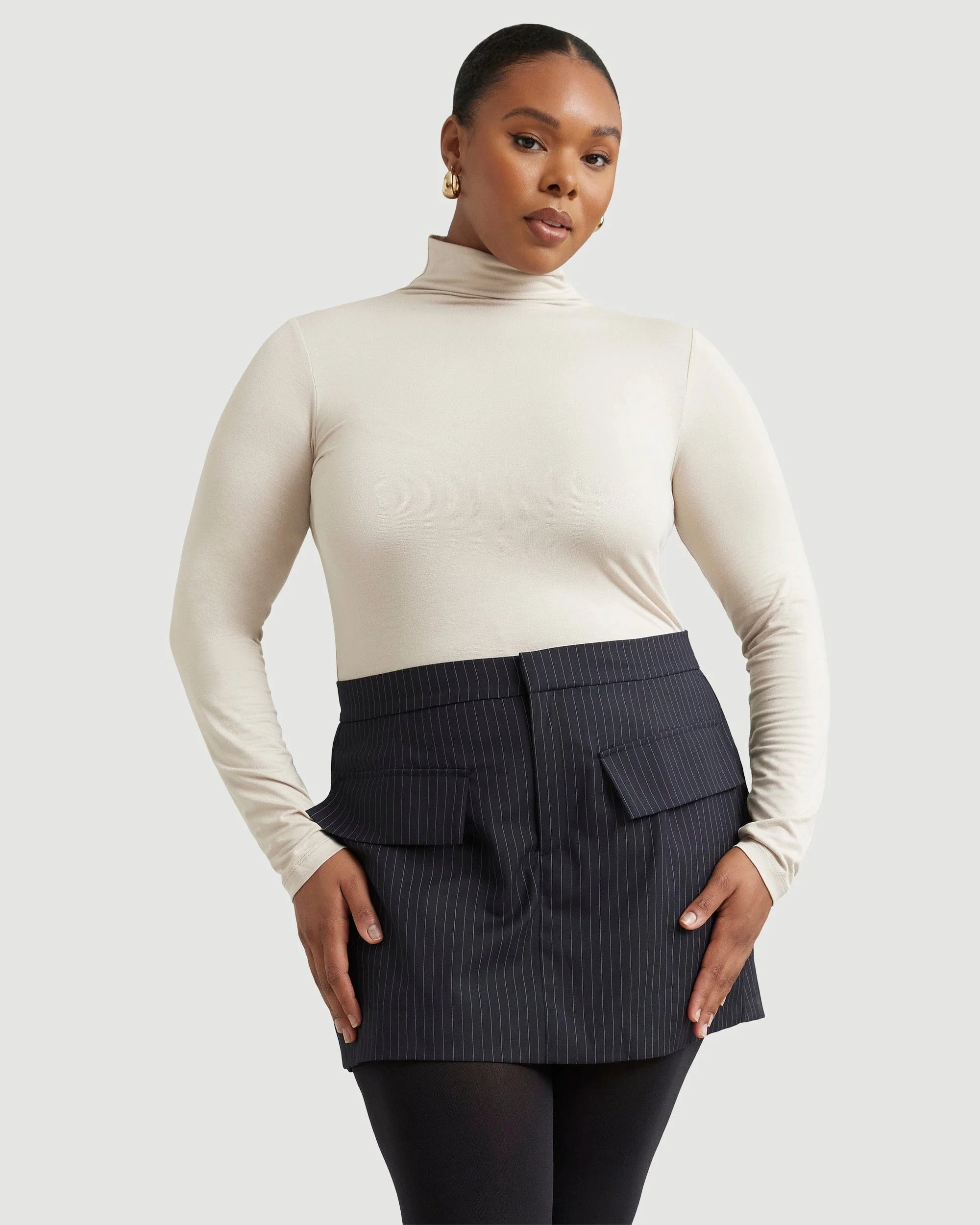 Ava Mock-Neck Long-Sleeve Tee