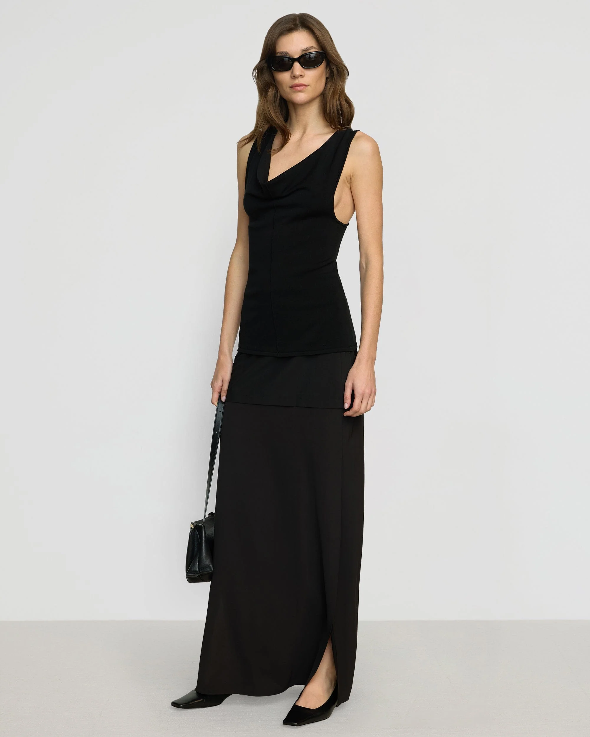 Valerie Cowl-Neck Racerback Knit Top