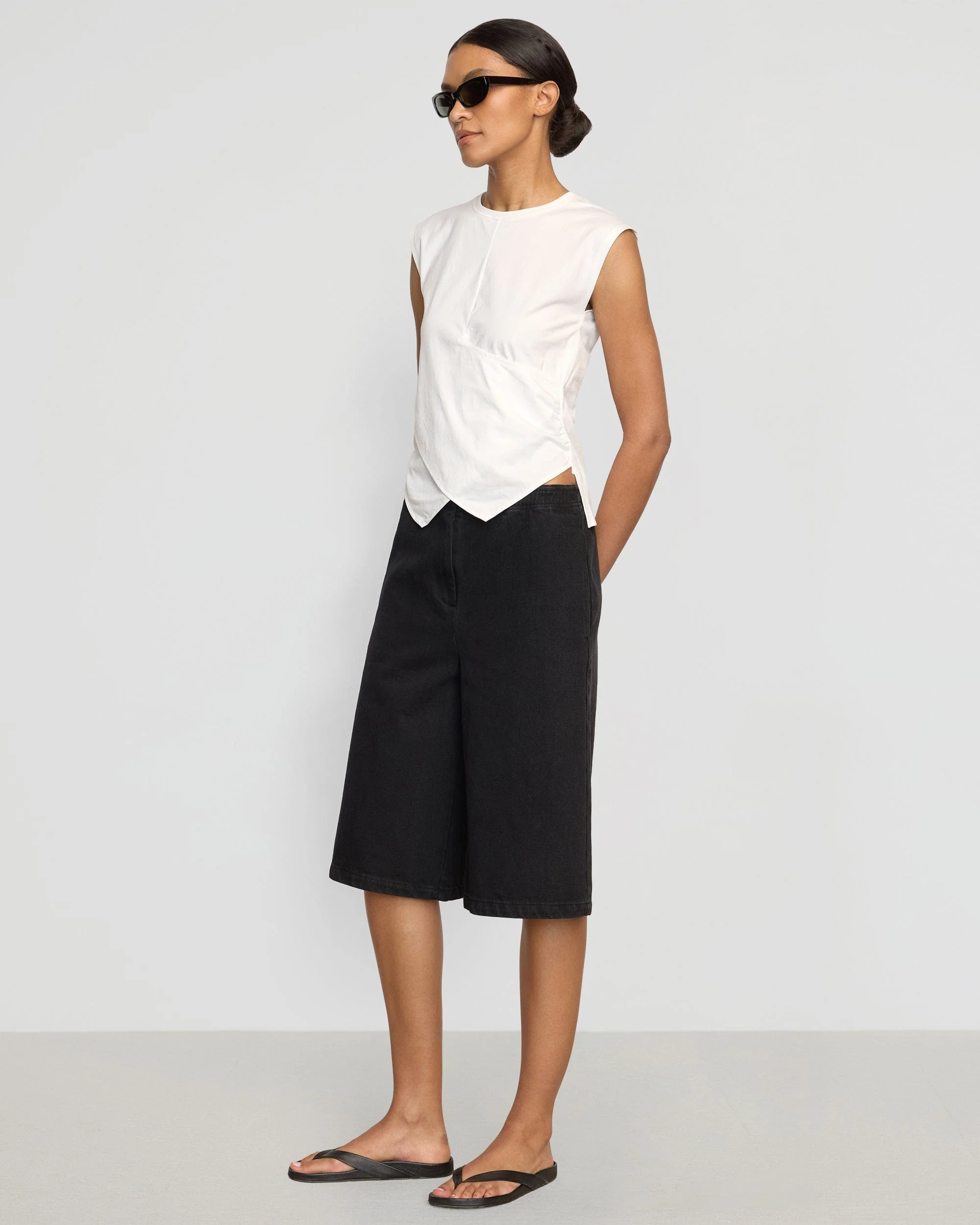 Janelle Front-Wrap Jersey Tee