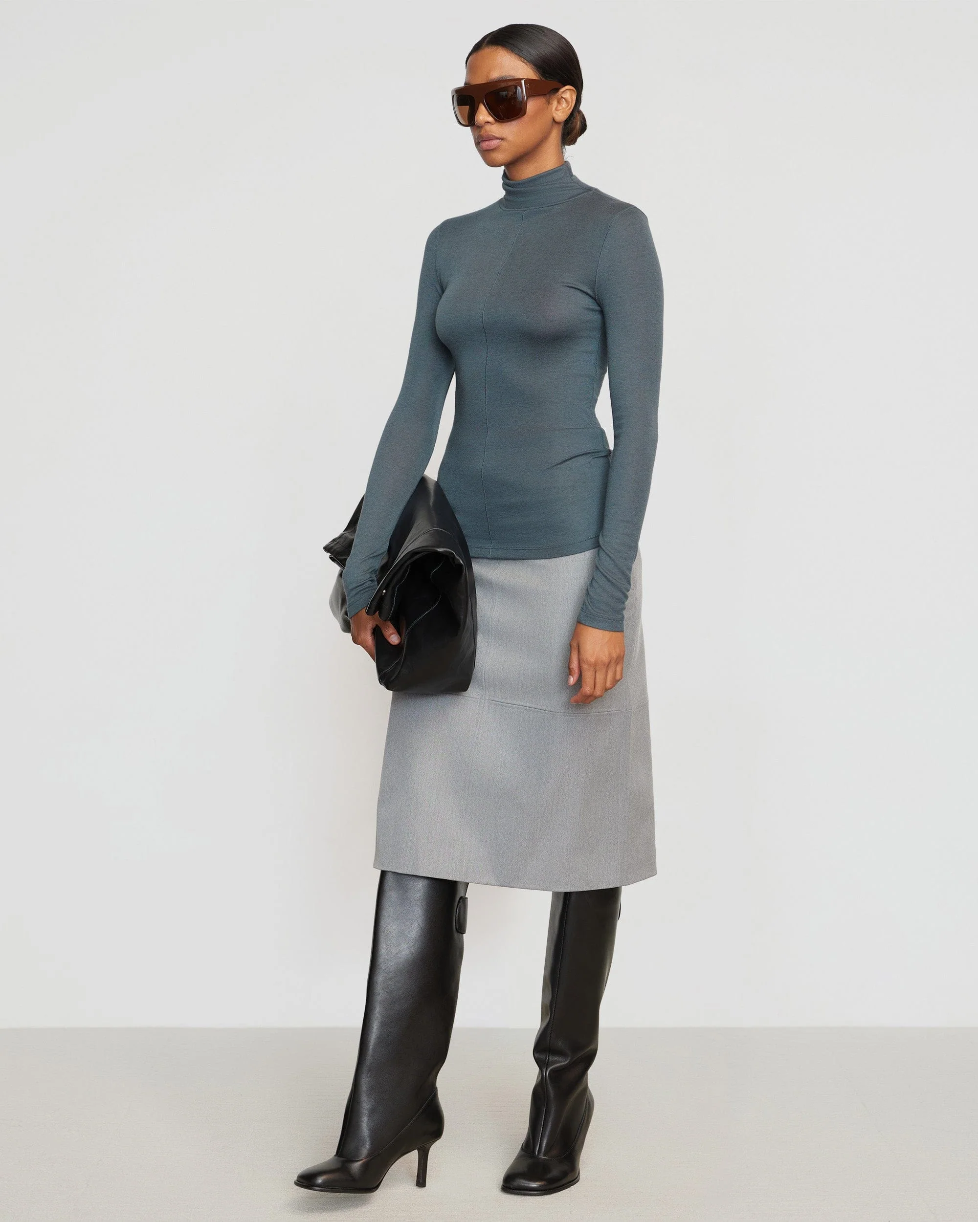 Michi Seam-Detail Tencel-Wool Semi-Sheer Tee