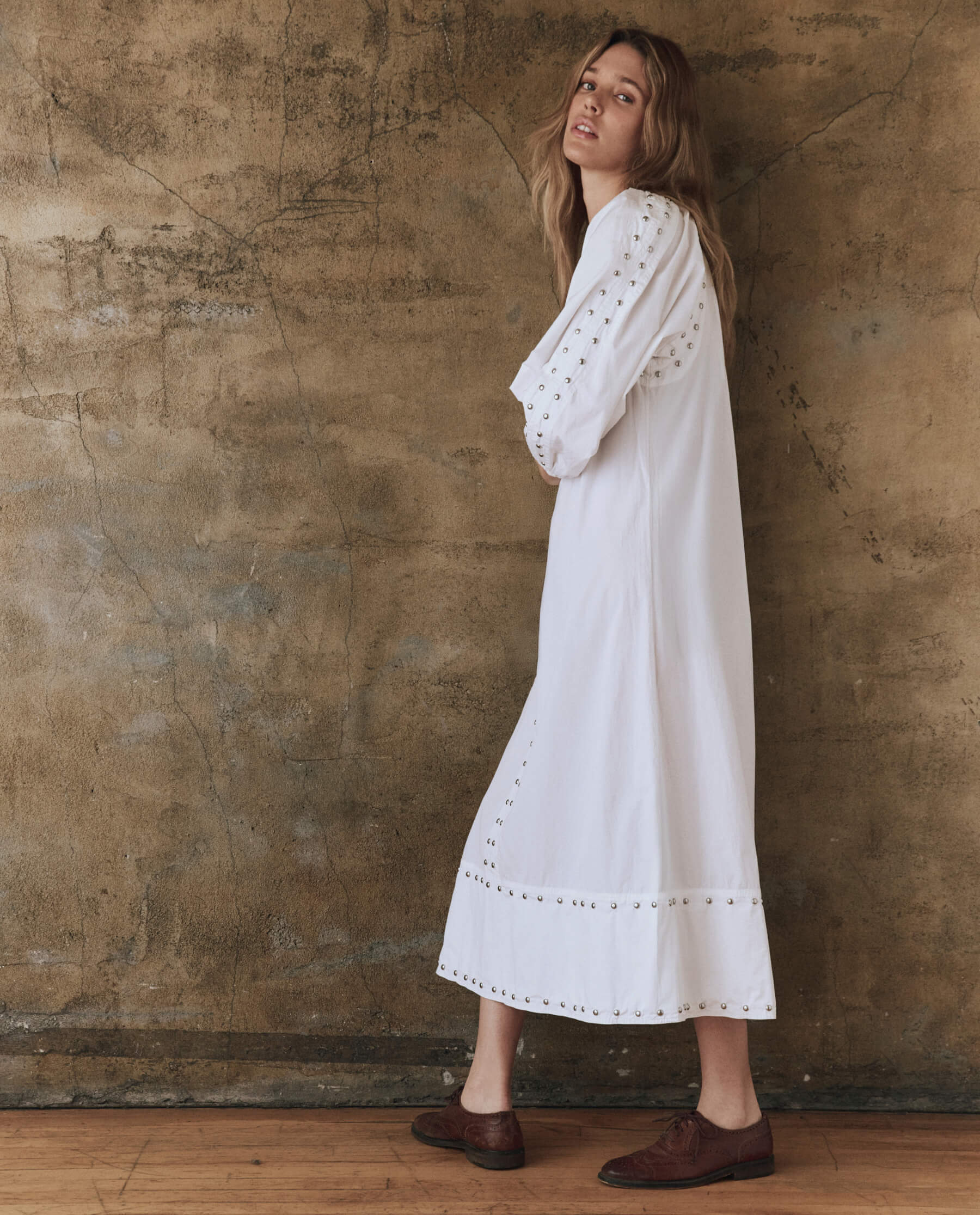 The Bodega Dress with Studs. -- White