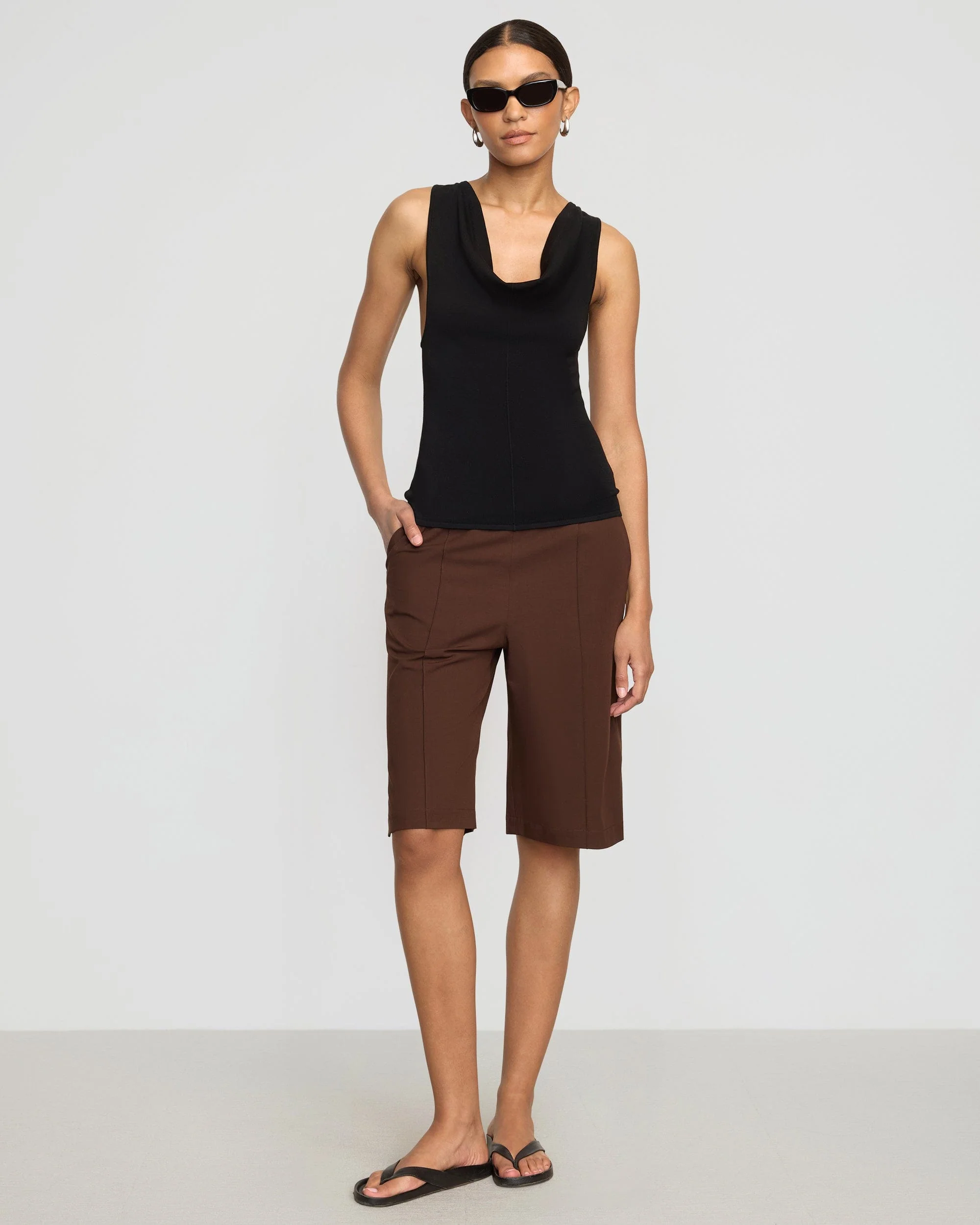 Valerie Cowl-Neck Racerback Knit Top