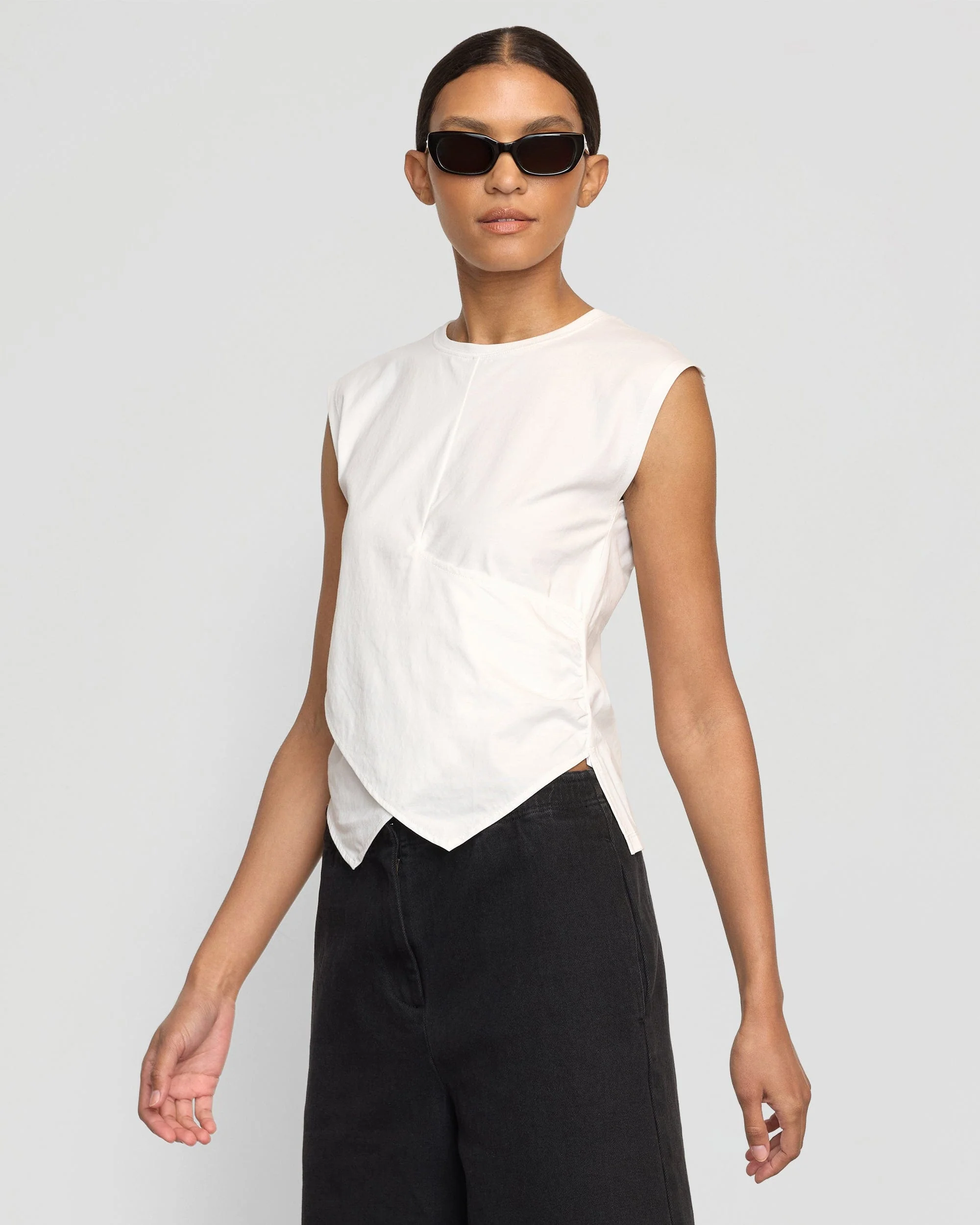 Janelle Front-Wrap Jersey Tee