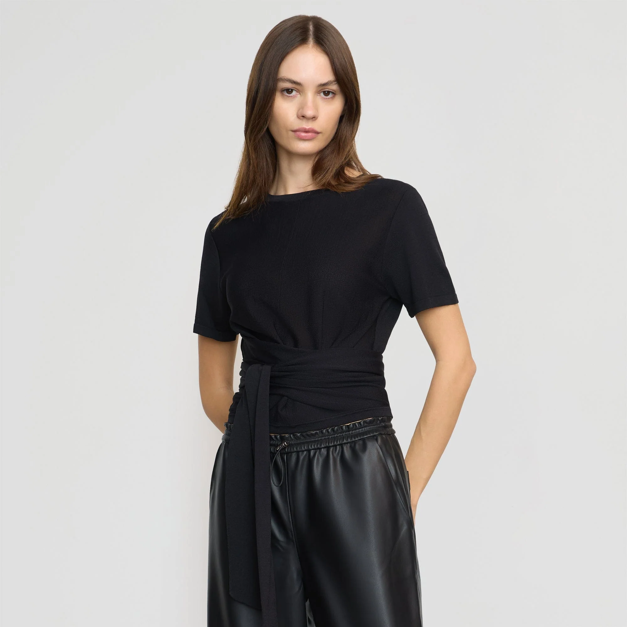 Jude Cropped Tie-Front Top