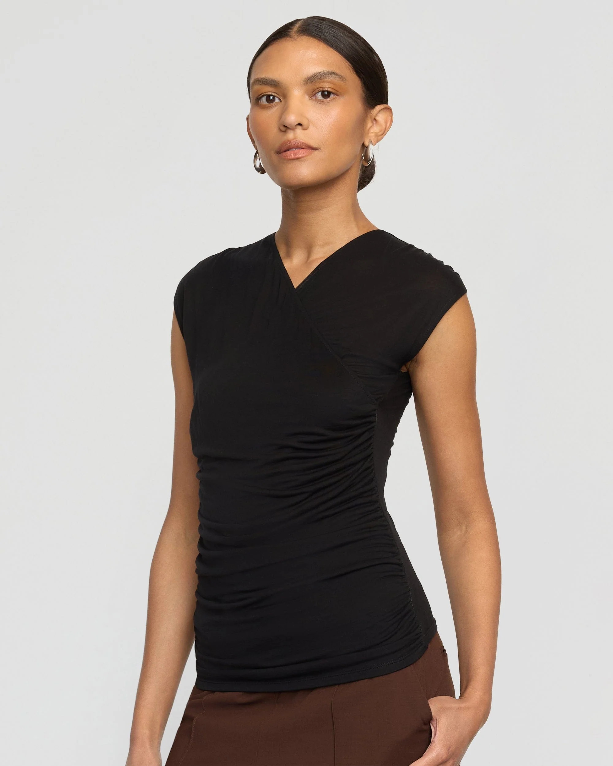 Lila Tencel Wrap-Neck Tee