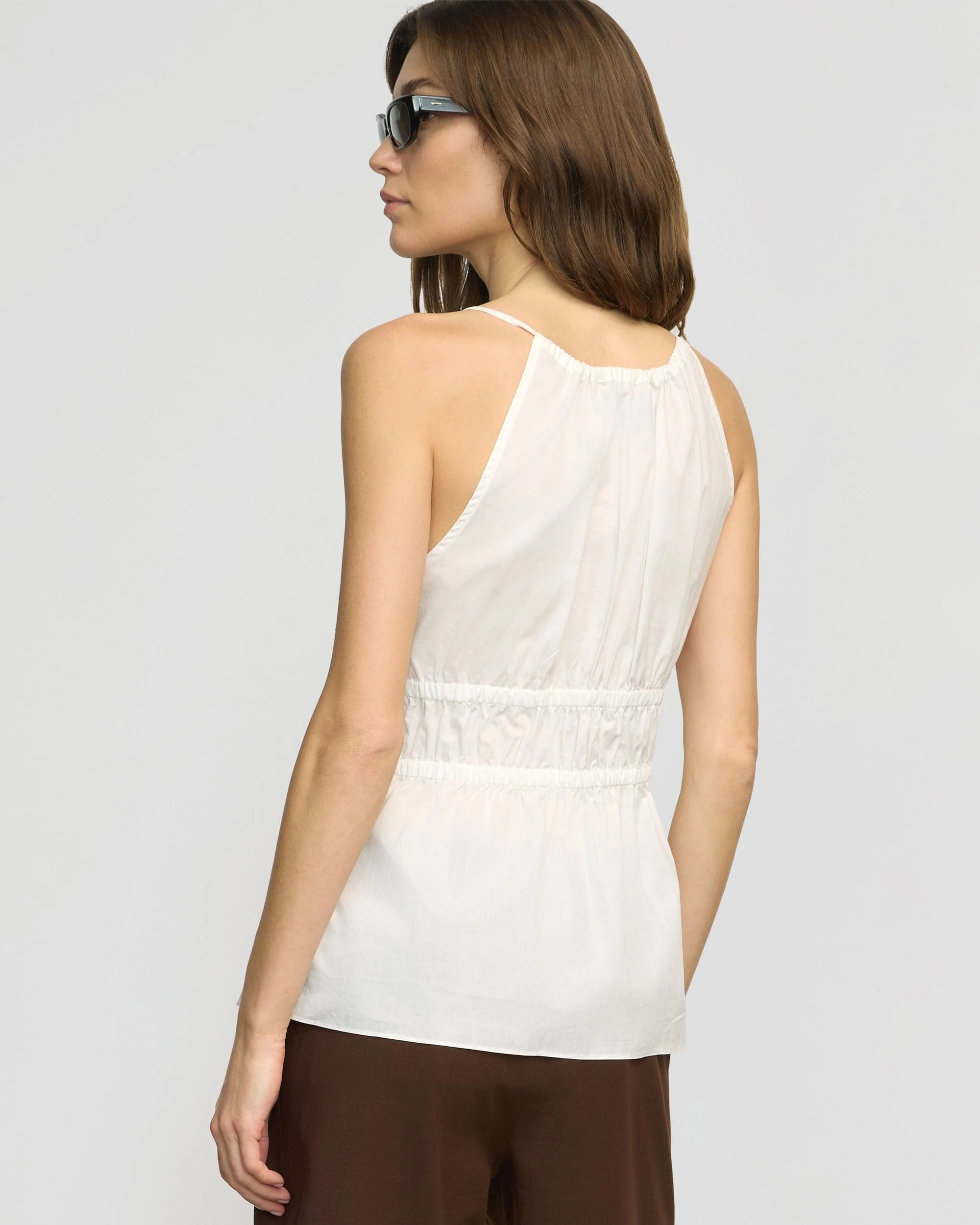 Jamila Organic Cotton Semi-Sheer Ruched Cami
