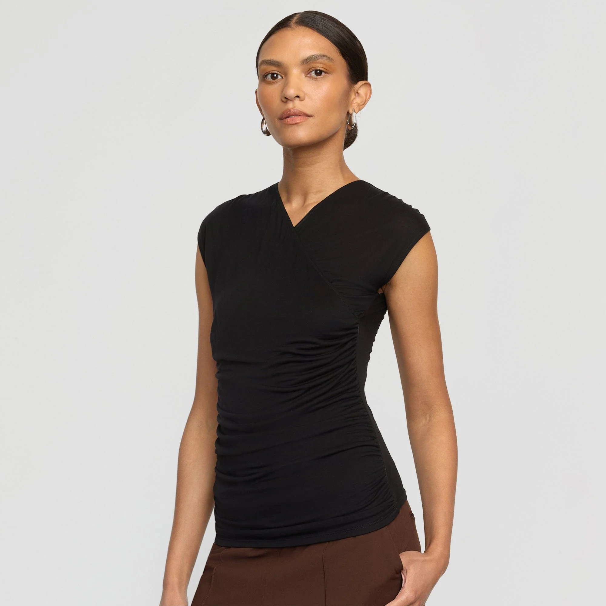 Lila Tencel Wrap-Neck Tee