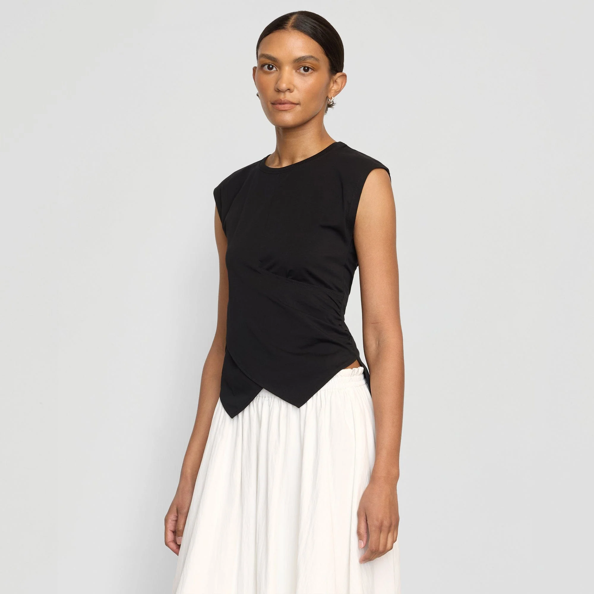 Janelle Front-Wrap Jersey Tee