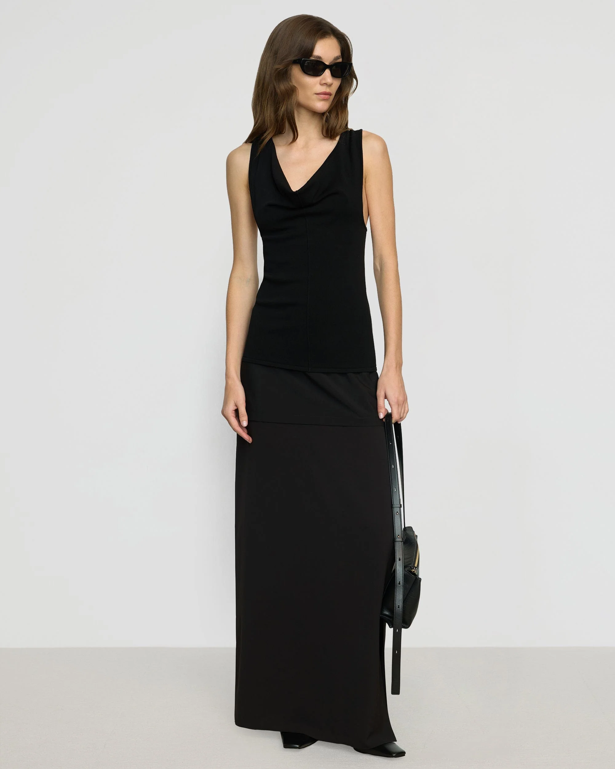 Valerie Cowl-Neck Racerback Knit Top