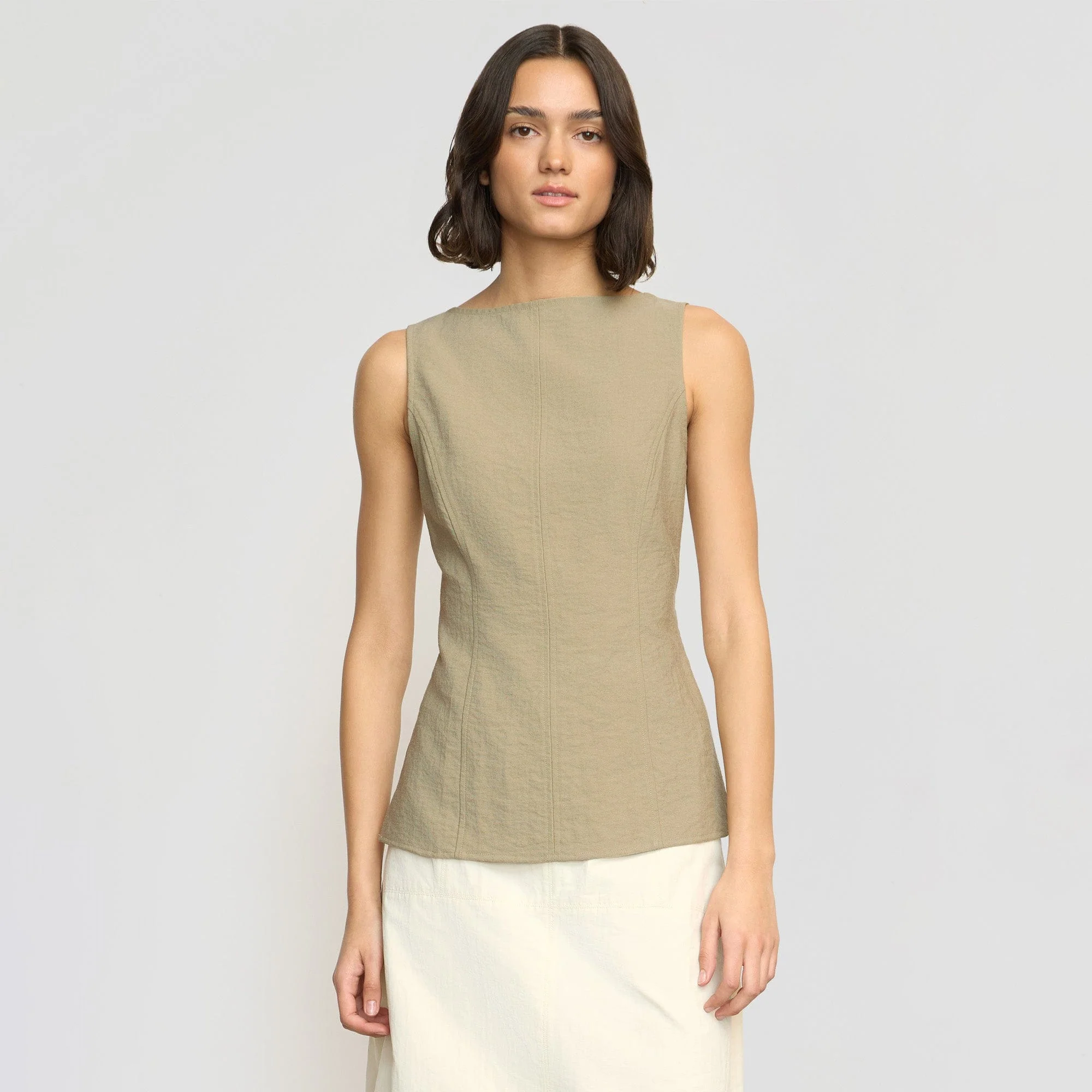 Jeannie Split-Hem Sleeveless Blouse