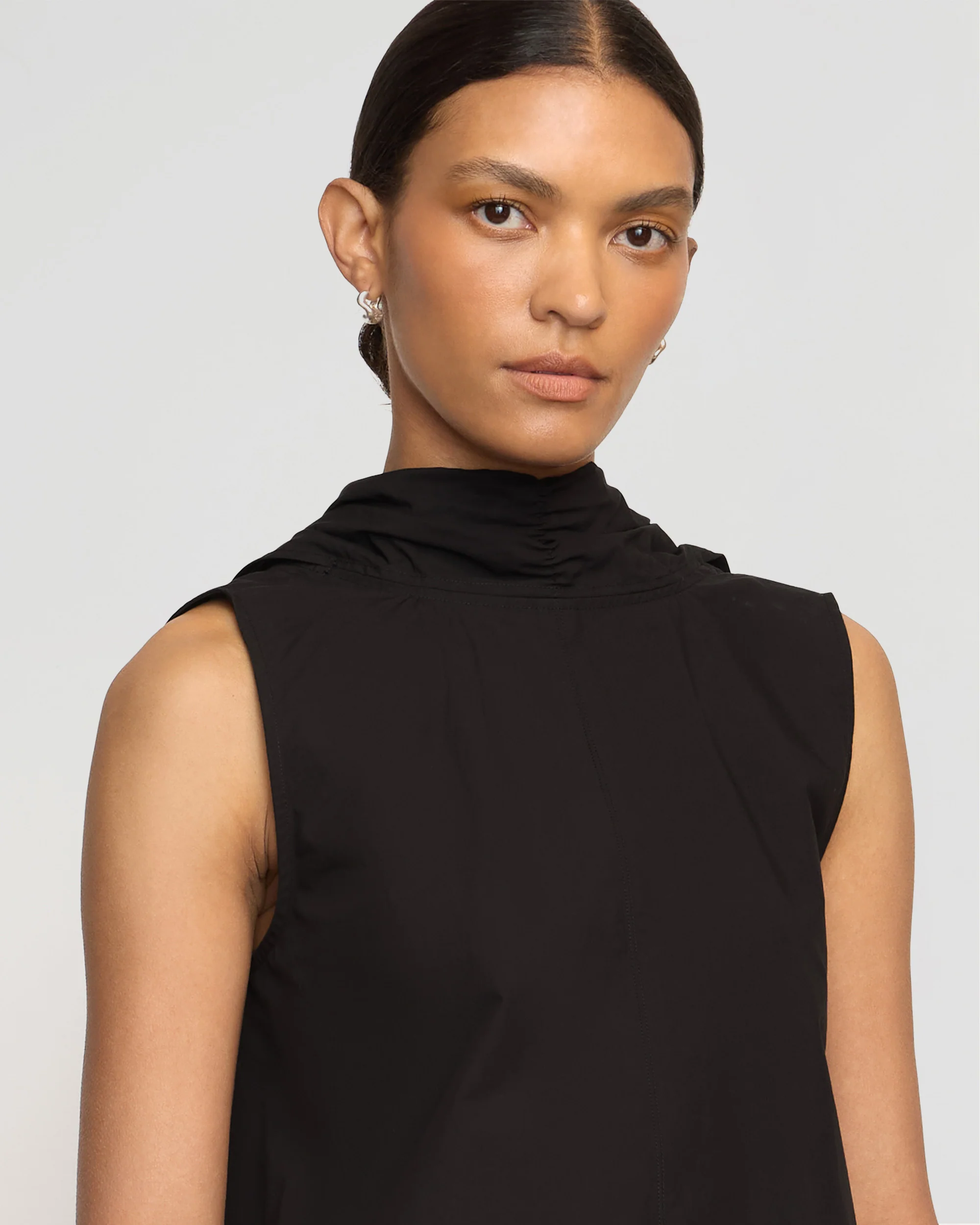 Dominika Drape Scarf-Neck Blouse
