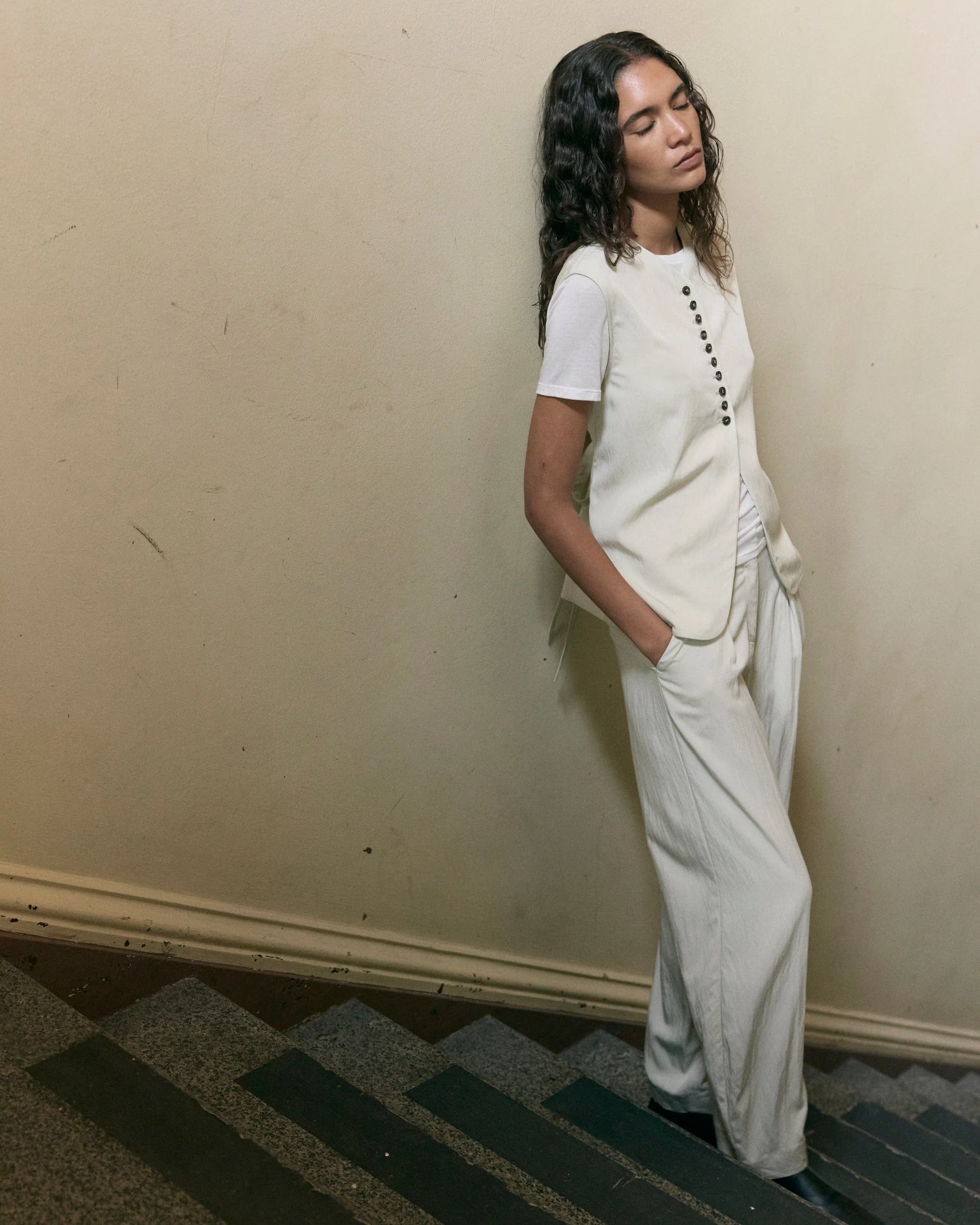 Zhou Tie-Back Button Vest