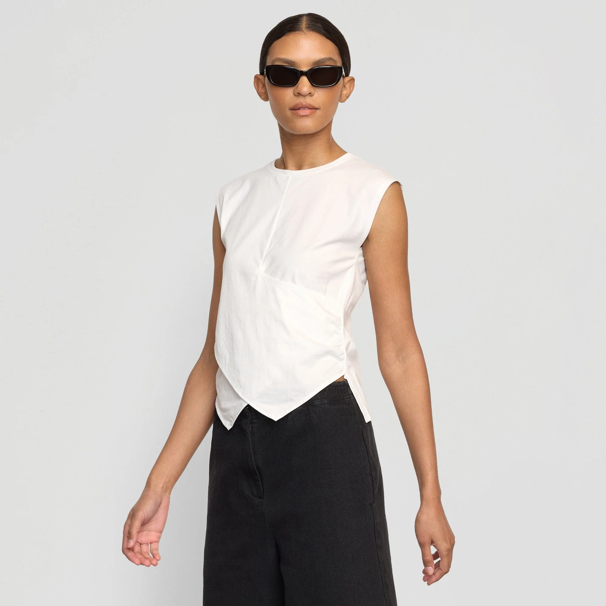 Janelle Front-Wrap Jersey Tee