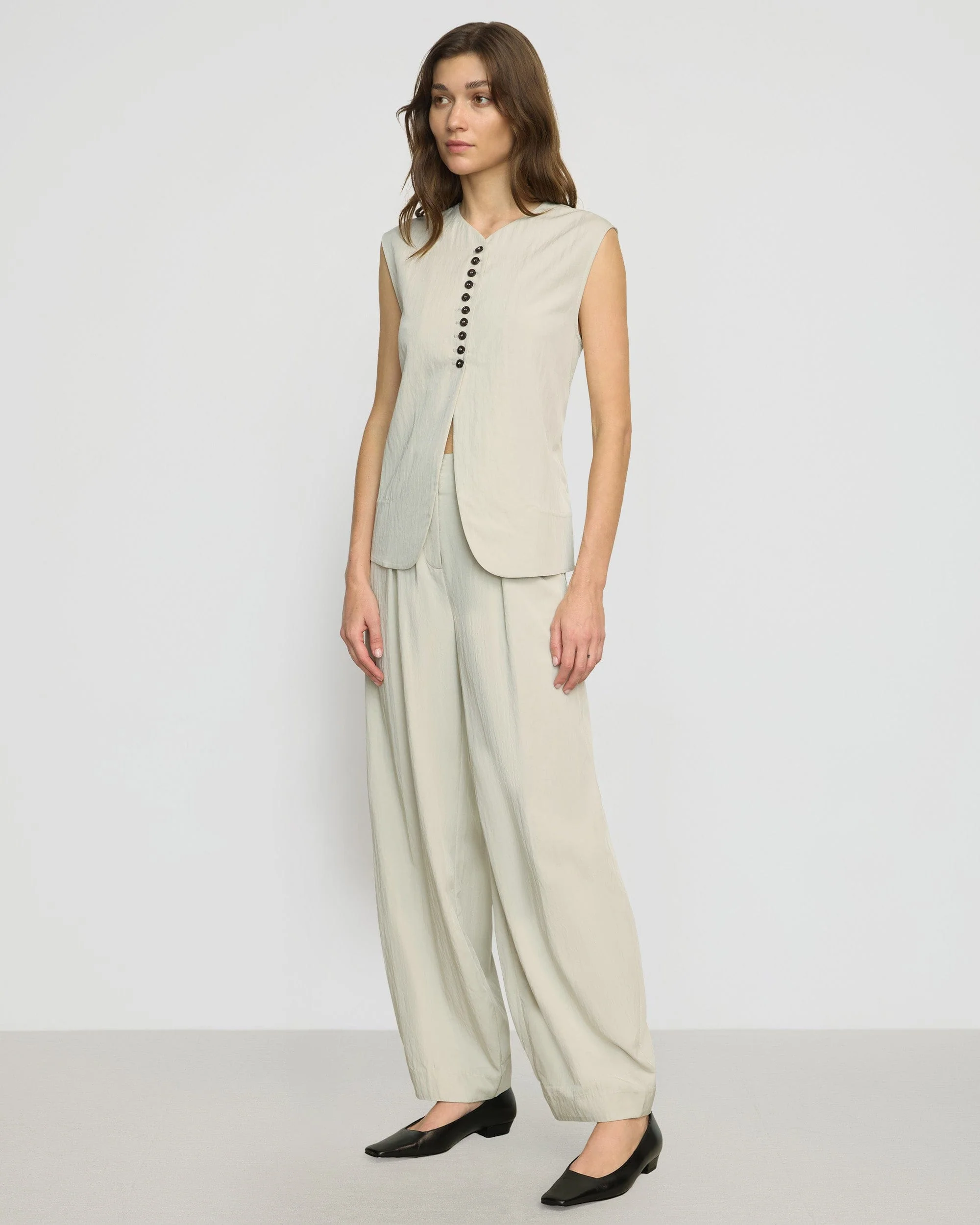 Zhou Tie-Back Button Vest