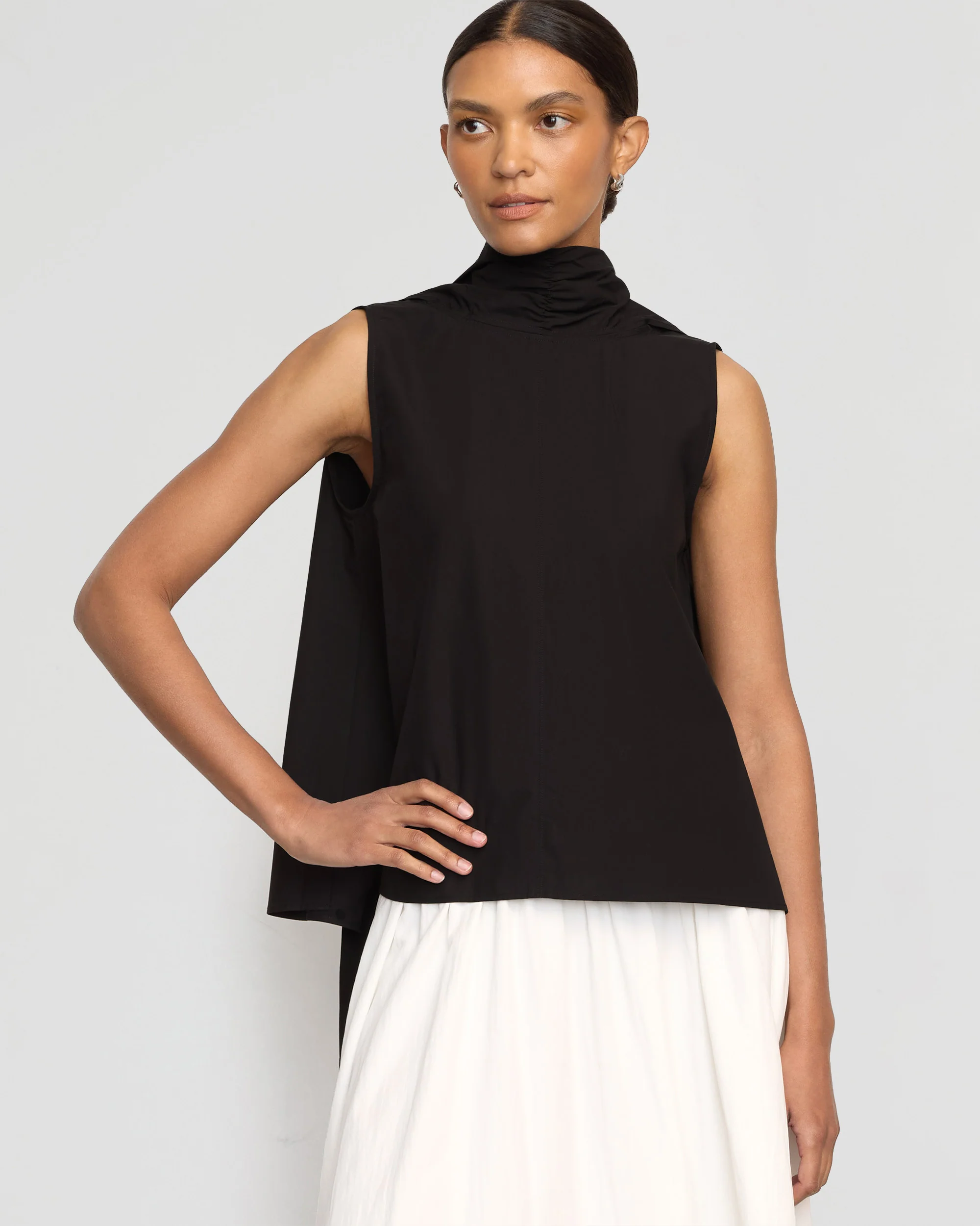 Dominika Drape Scarf-Neck Blouse