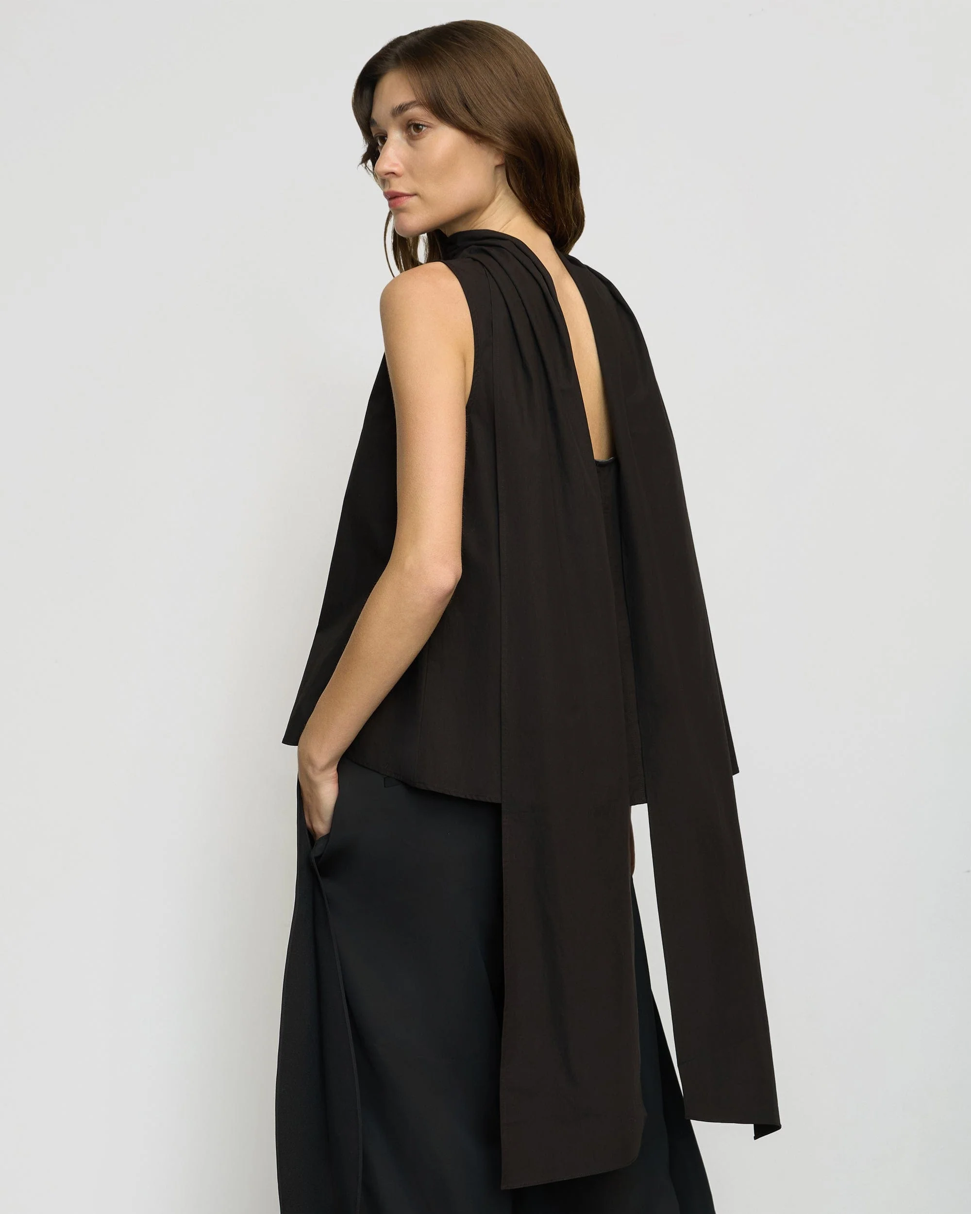 Dominika Drape Scarf-Neck Blouse