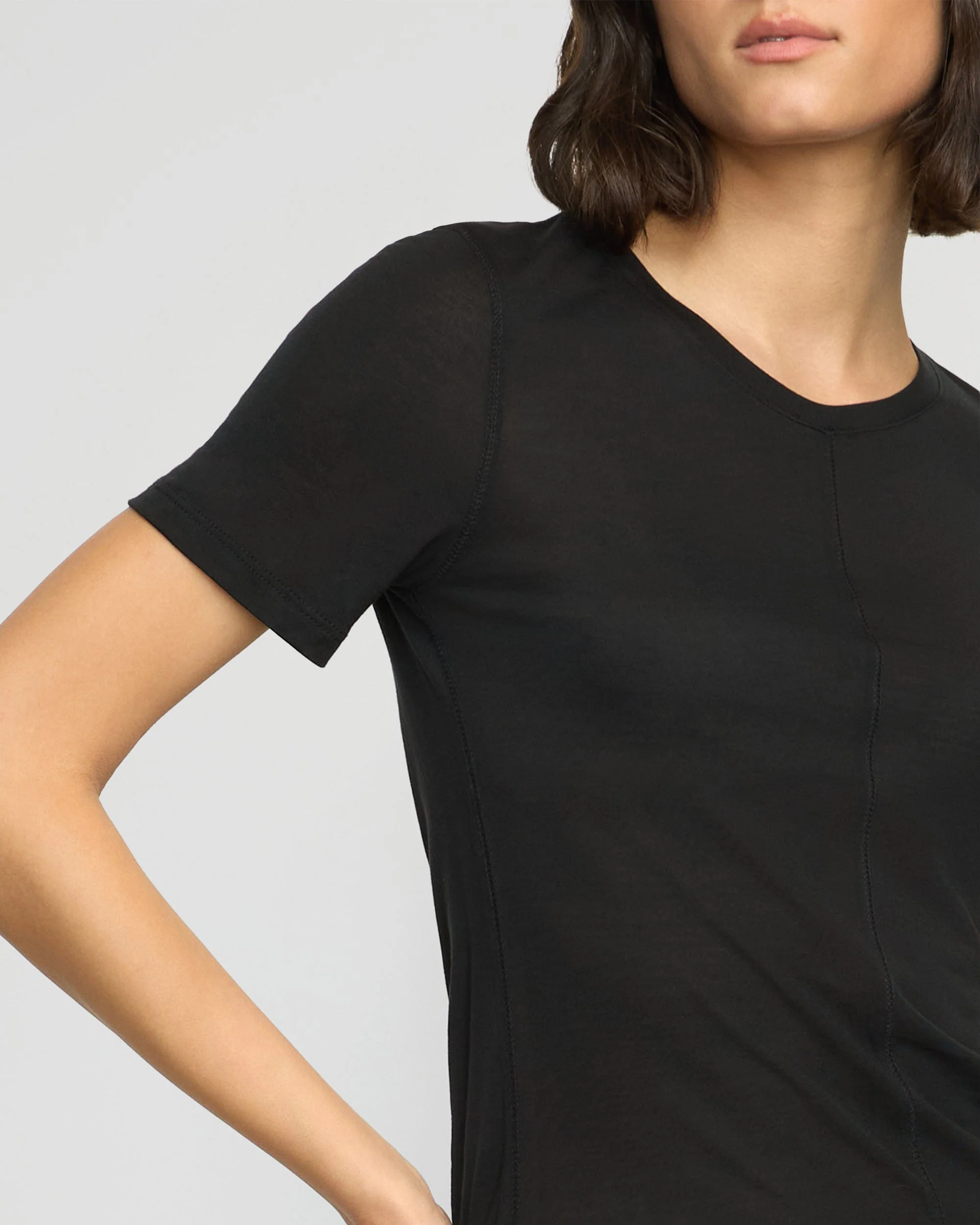 Thea Semi-Sheer Tencel Crew-Neck Tee