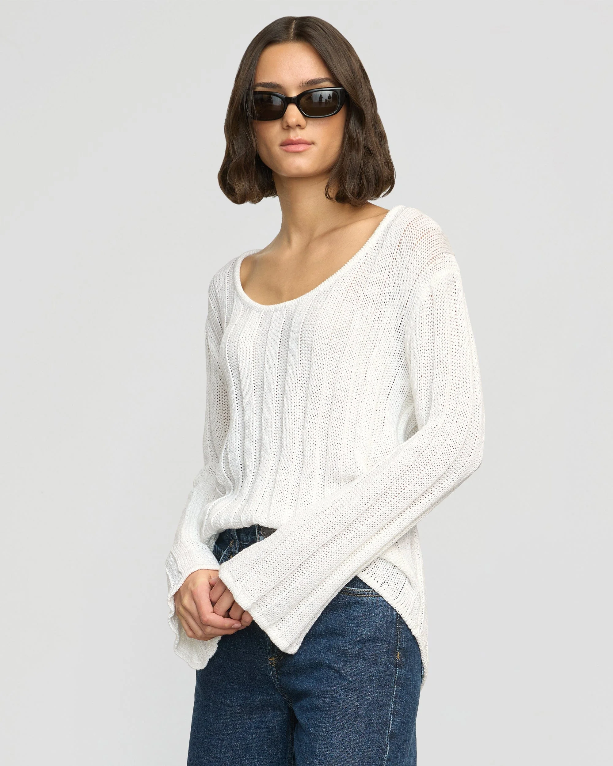 Leah Ribbed Scoop-Neck Sweater