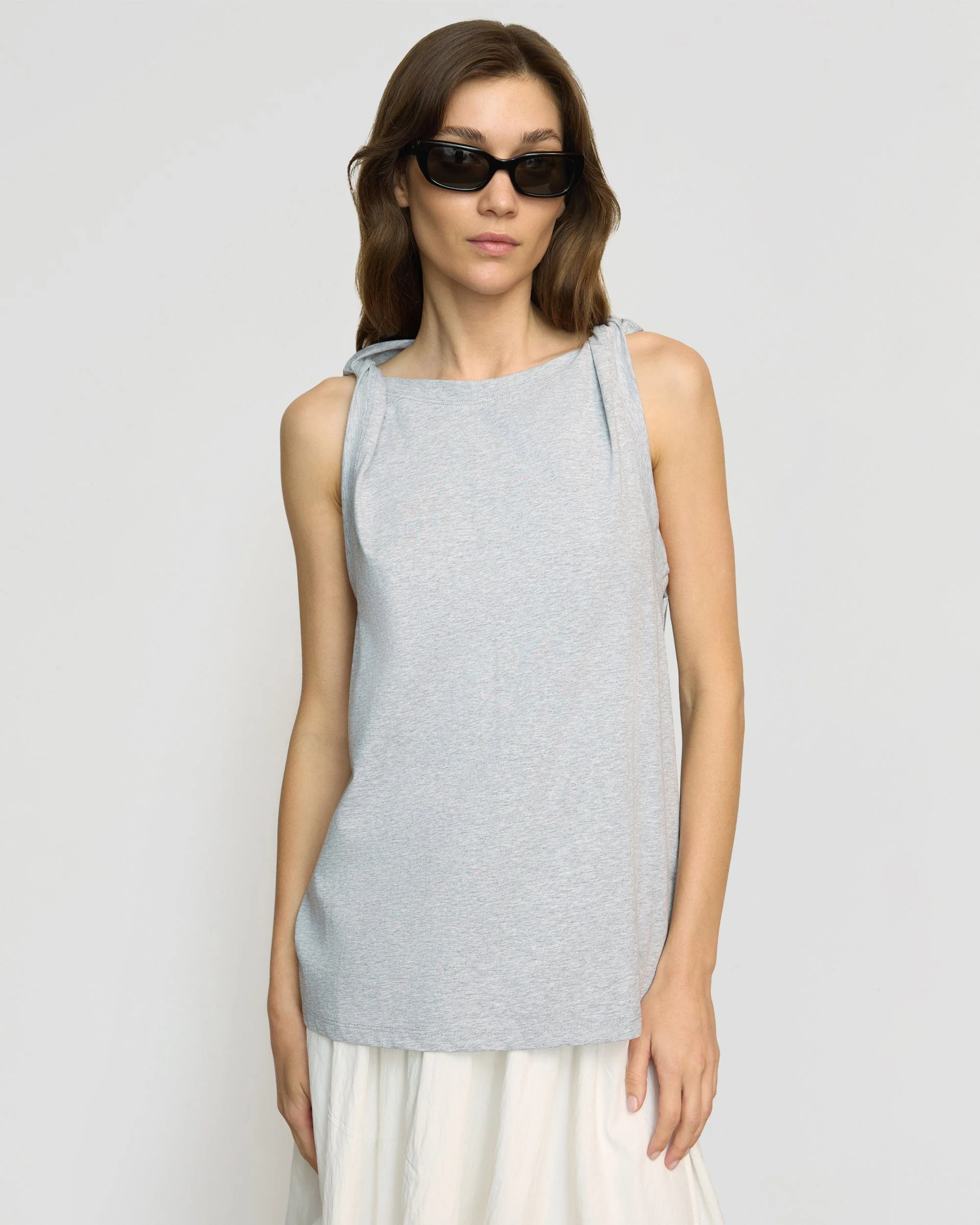 Catrina Twist-Shoulder Sleeveless Tee
