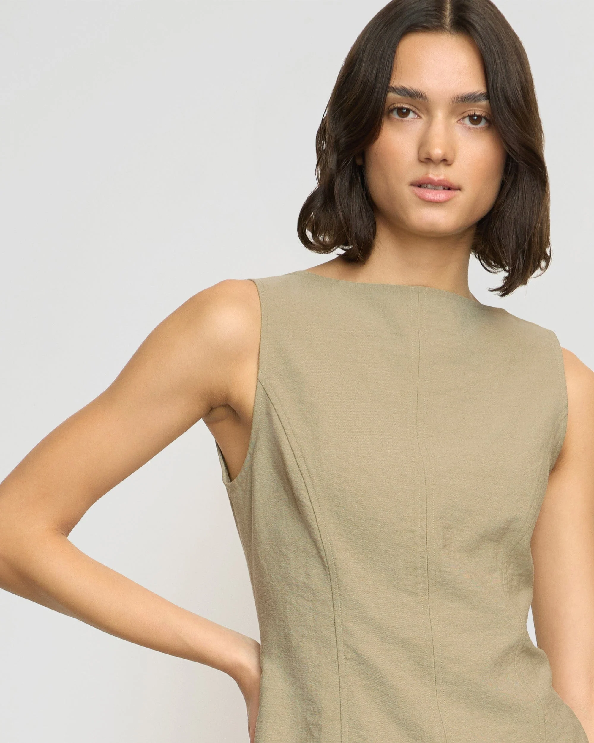 Jeannie Split-Hem Sleeveless Blouse