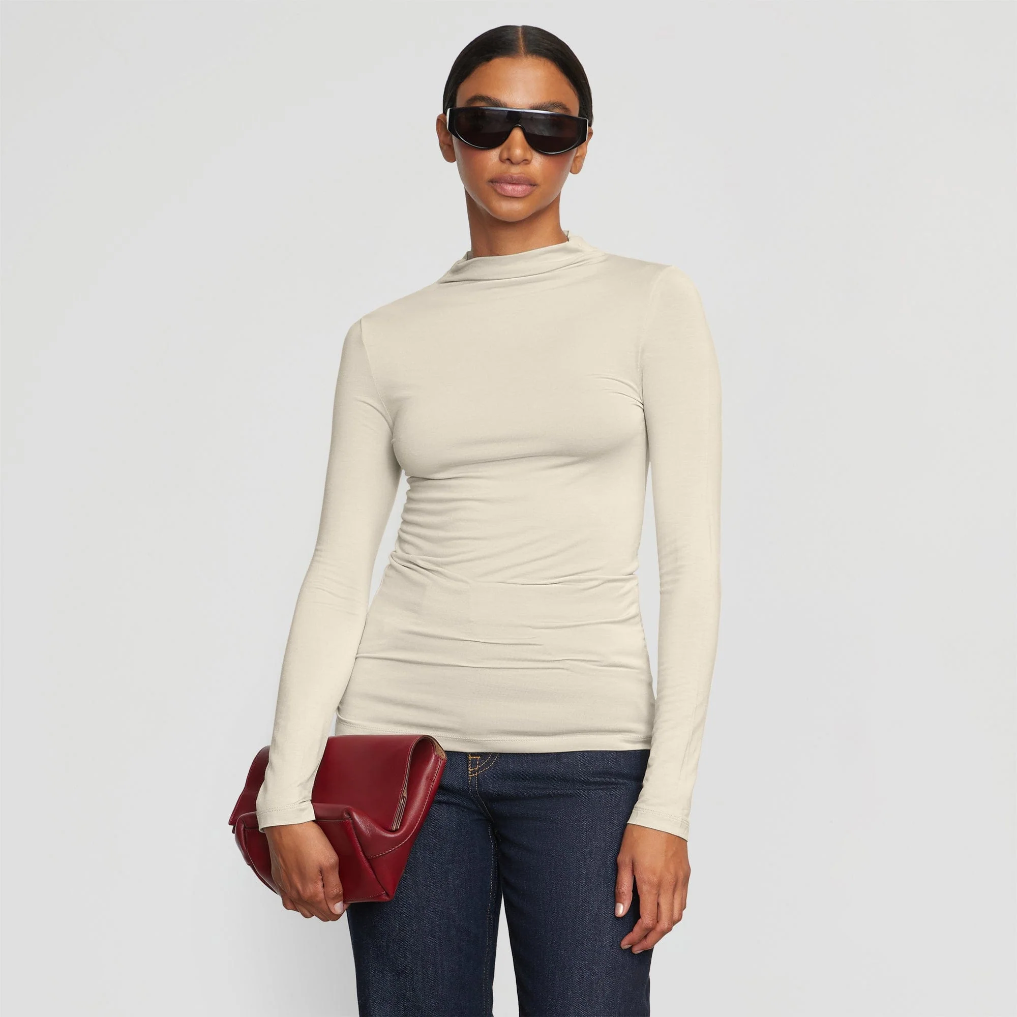 Ava Mock-Neck Long-Sleeve Tee