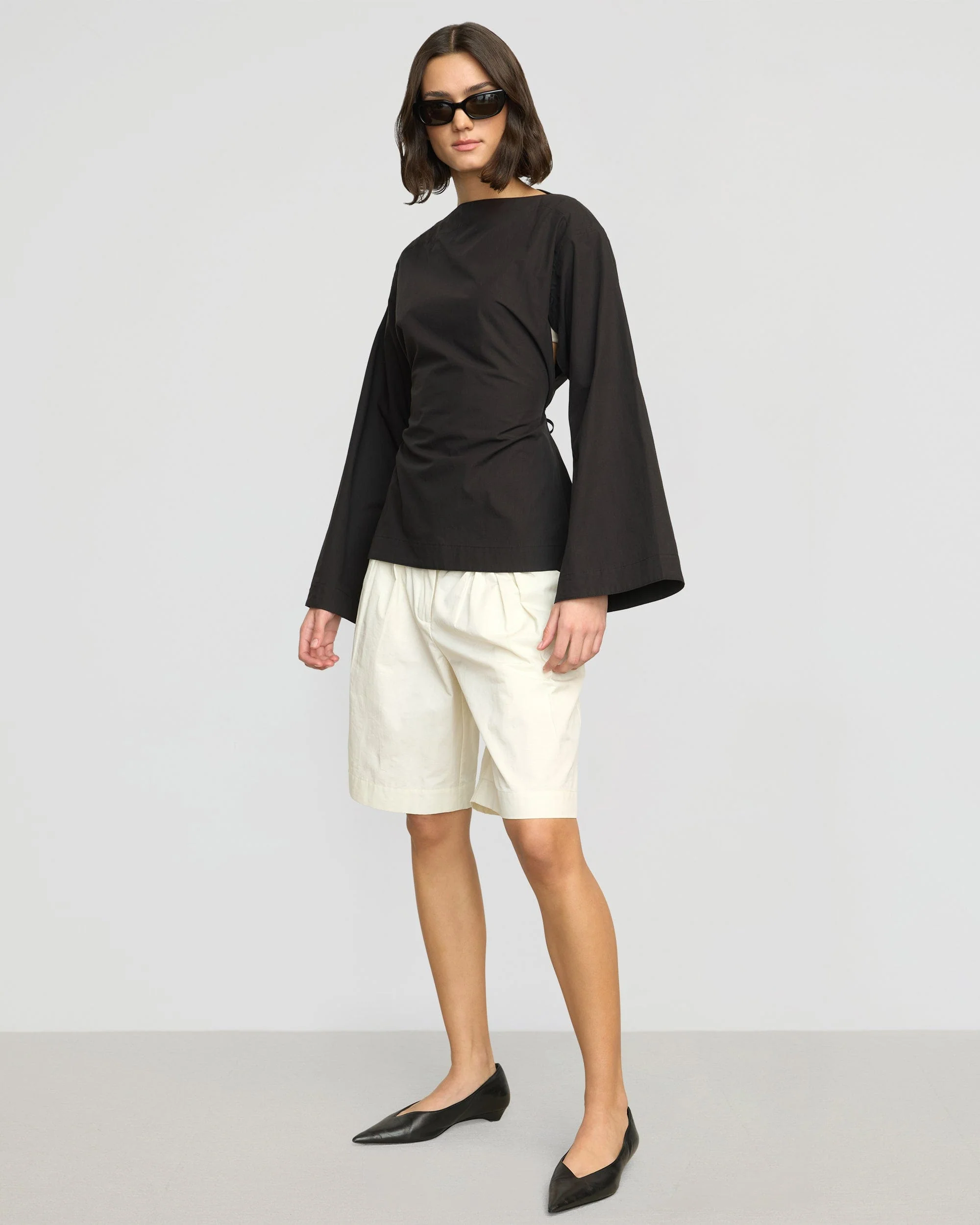 Iliana Sculpted Flare-Sleeve Blouse