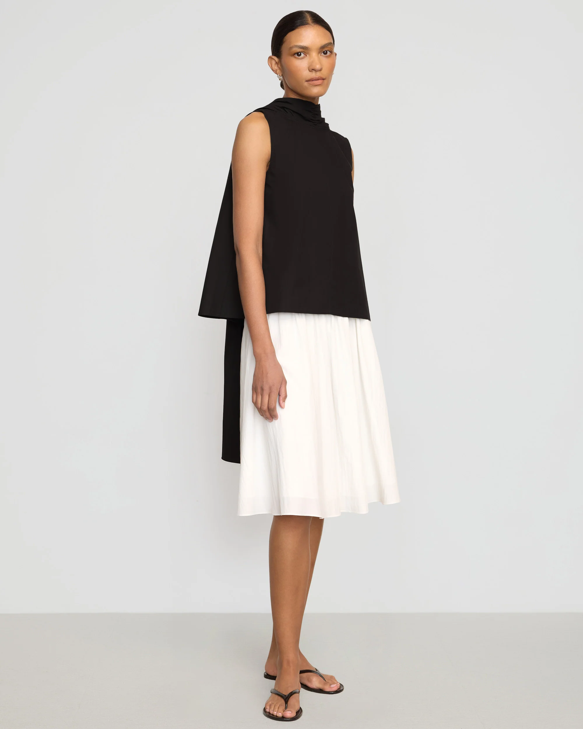 Dominika Drape Scarf-Neck Blouse