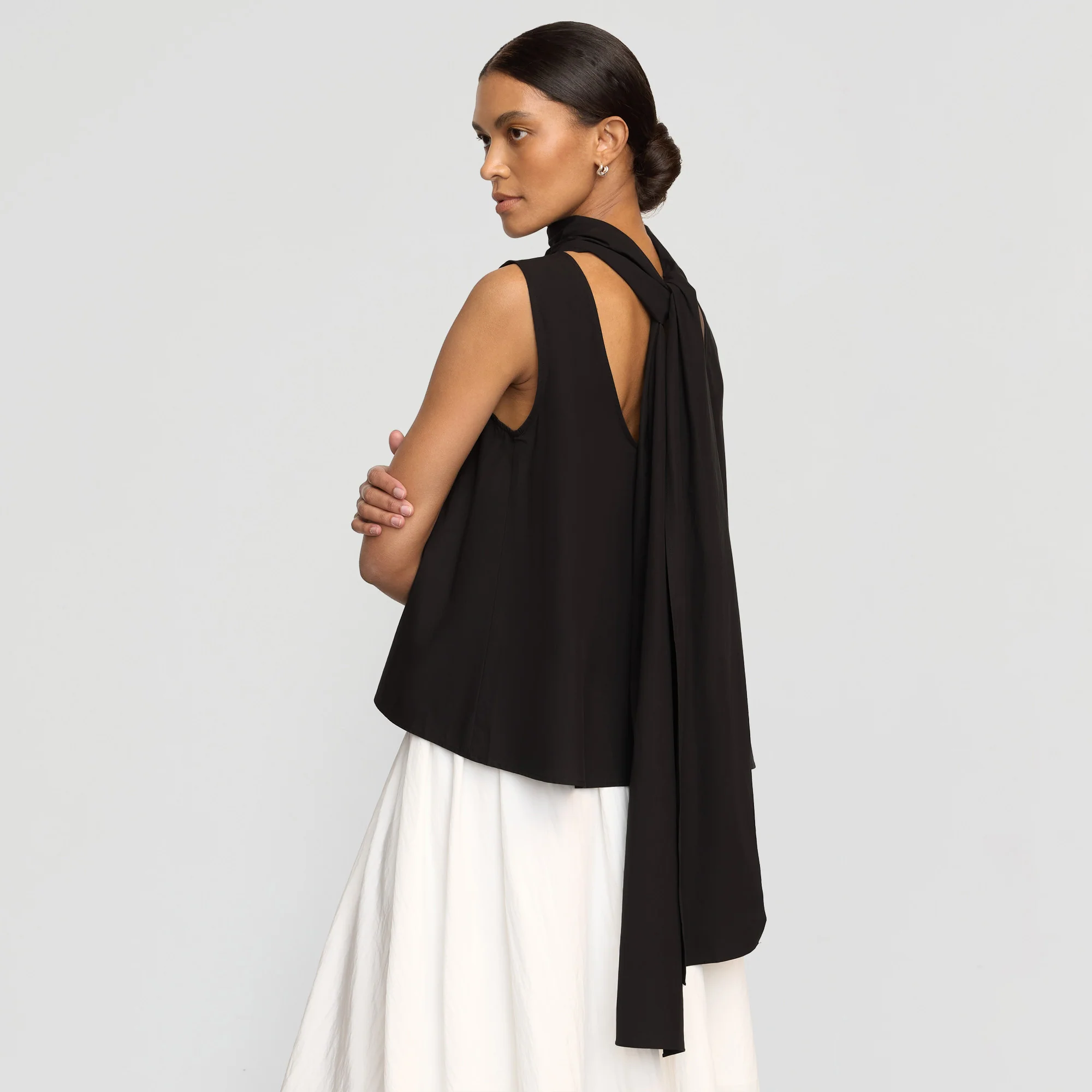 Dominika Drape Scarf-Neck Blouse