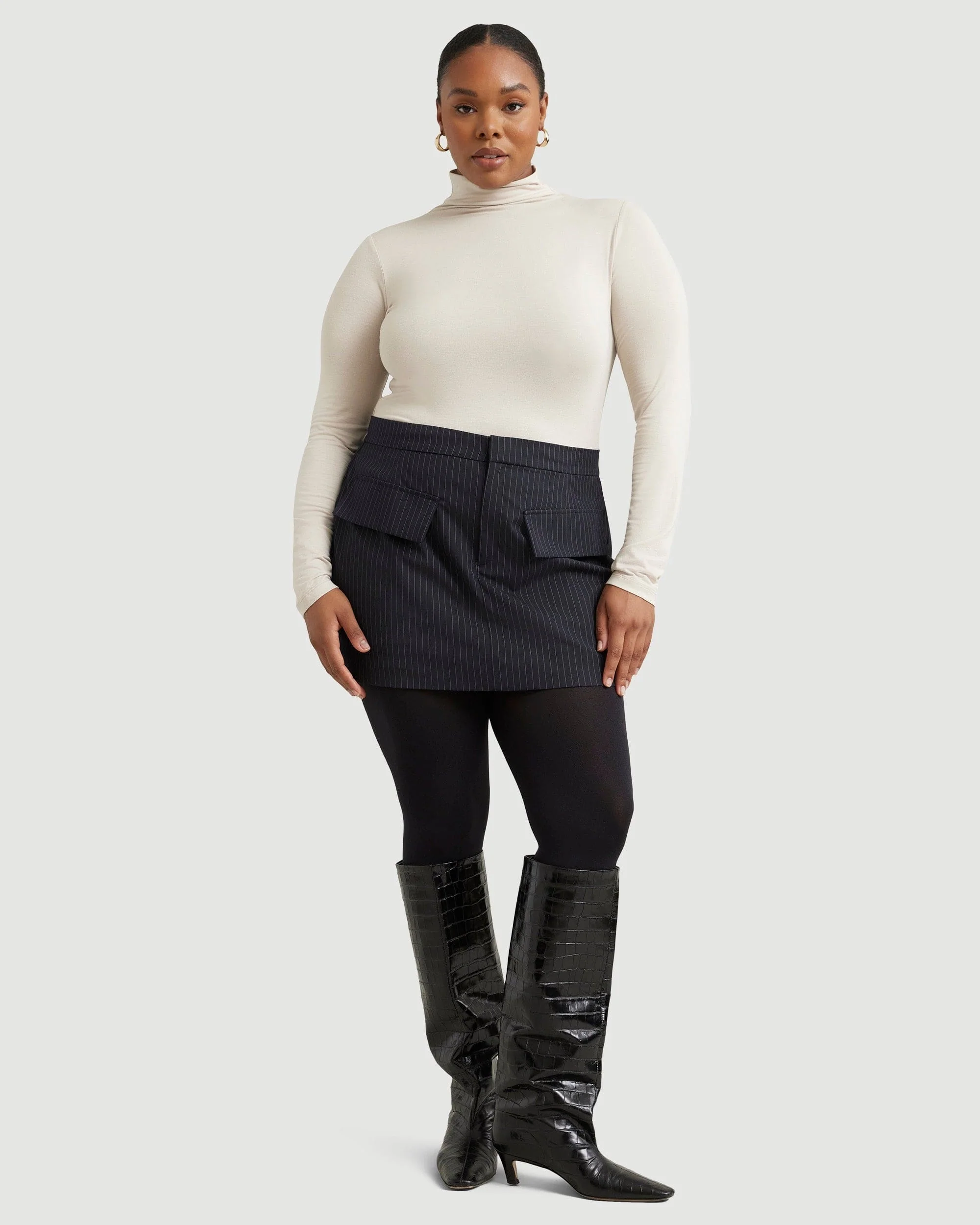 Ava Mock-Neck Long-Sleeve Tee